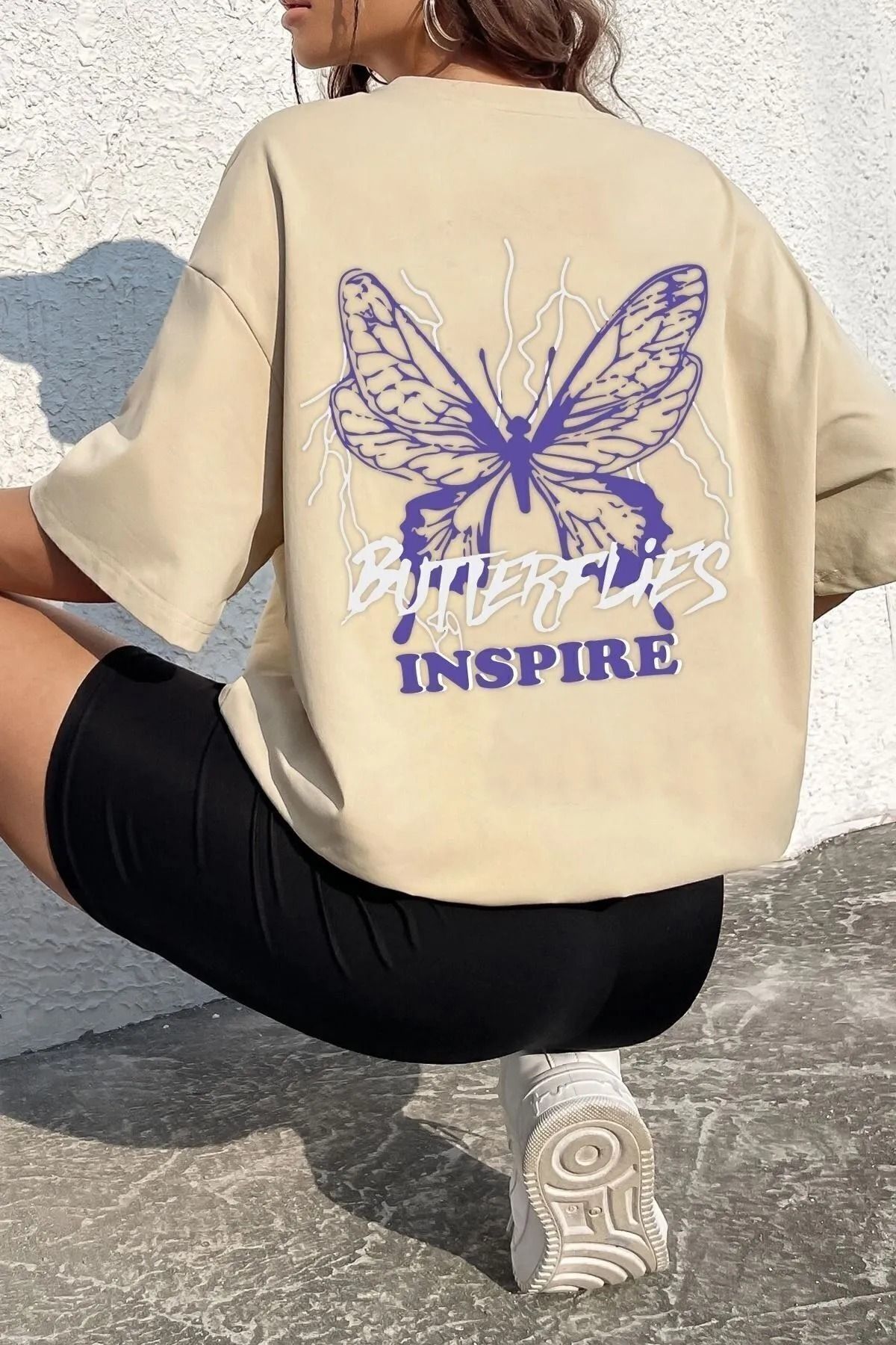 FULL TOLERANCE YD DESİNG Unisex Butterfly & Letter Graphic Tasarım T-shirt