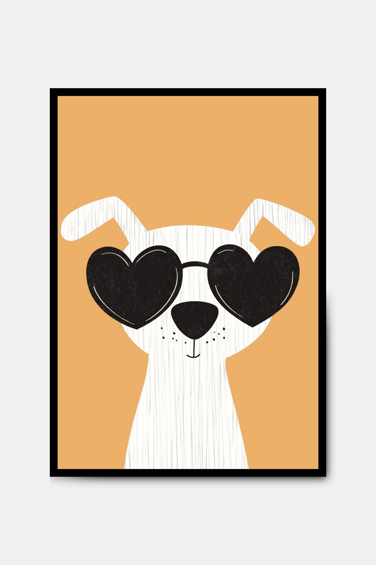 PİTAYA Kalp Gözlüklü Köpek Poster - Çerçevesiz Tasarım Çocuk Poster Tablo Bebek Odası Duvar Dekor