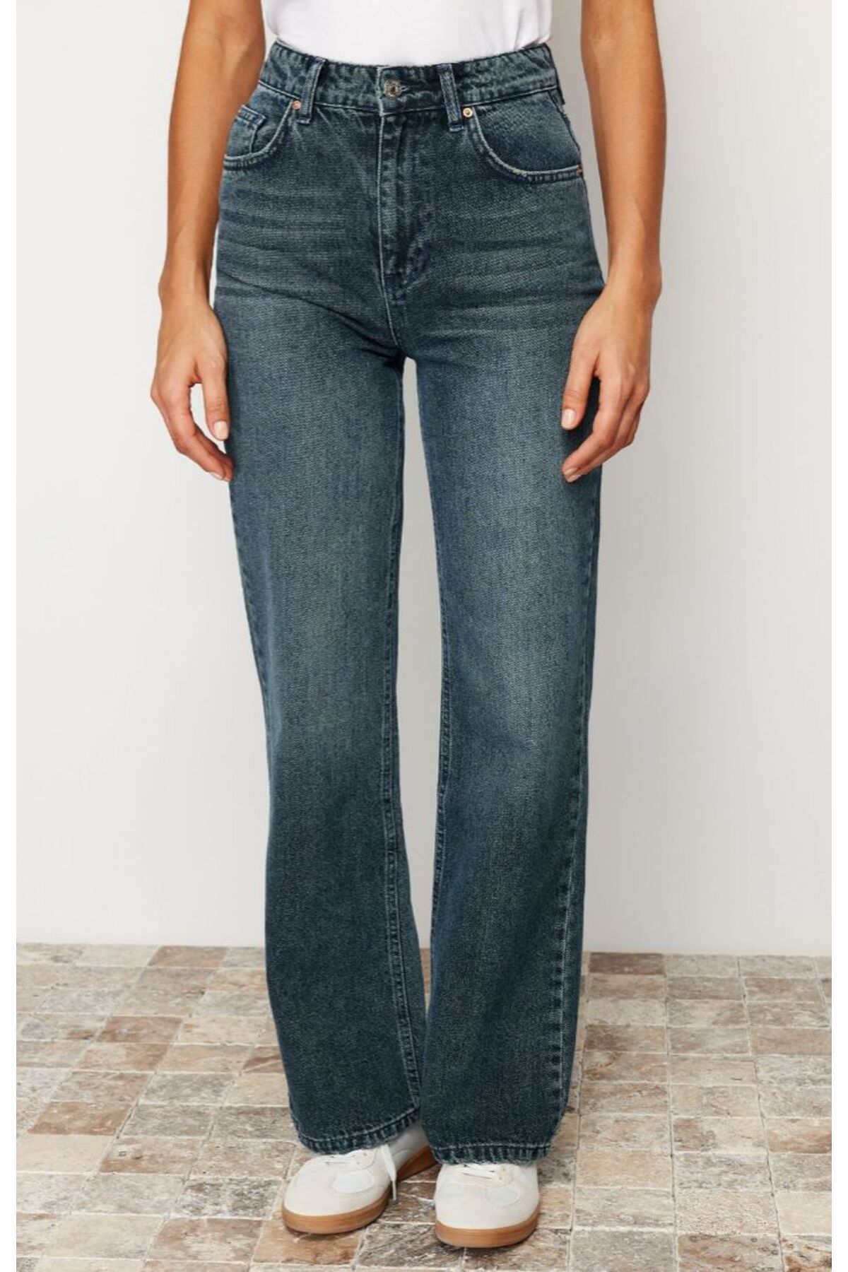 KARACAN COMPANY Soluk Efekt Vintage Yüksek Bel Wide Leg Jeans