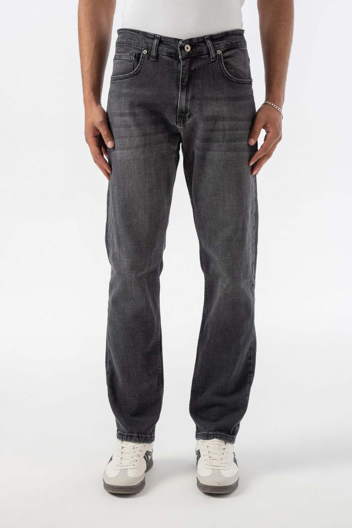 jaceyjace Taşlamalı Regular Jean Pantolon - Füme