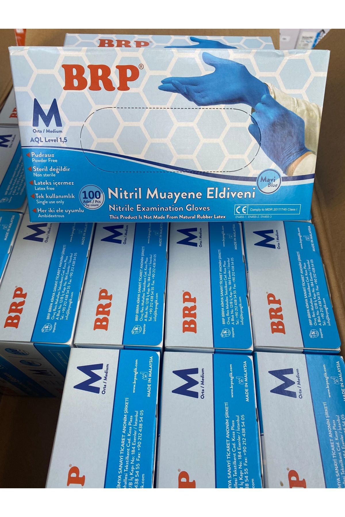BRP MAVİ NİTRİL PUDRASIZ MUAYENE ELDİVENİ Medıum