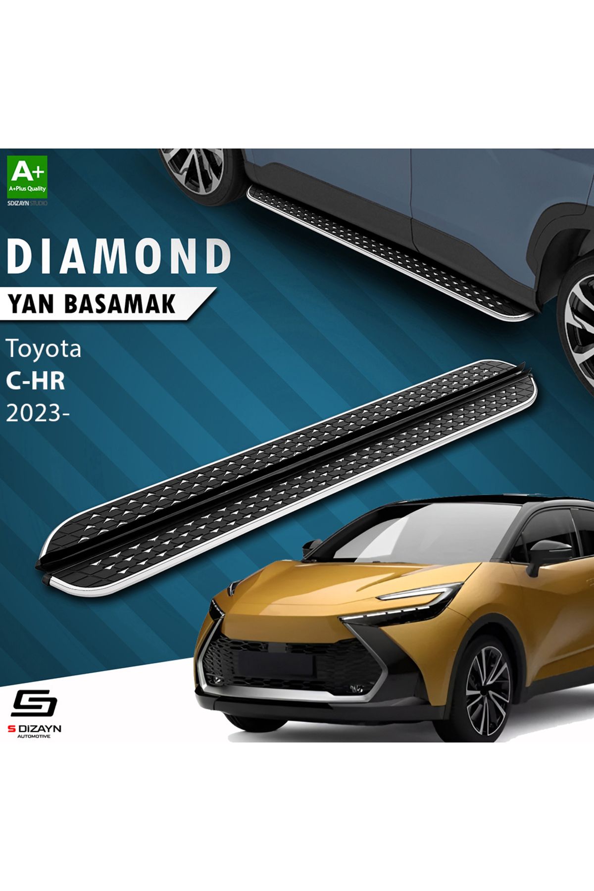 Life Tuning S-Dizayn Toyota C-HR 2 Diamond Krom Yan Basamak 173 Cm 2023 Üzeri A+ Kalite