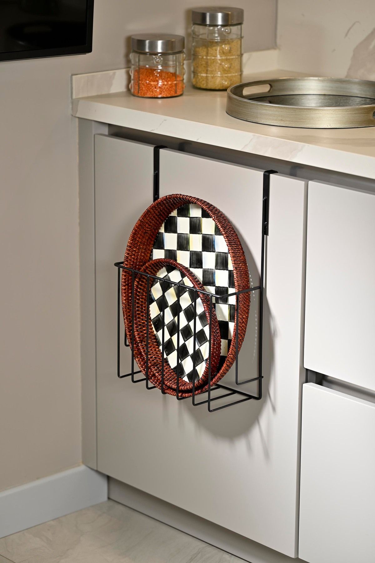 Edora Home Mat Siyah Dolap Kapağı Düzenleyici ,Tepsilik ,Deterjanlık ,Organizer , Banyo & Mutfak -Metal Paslanm