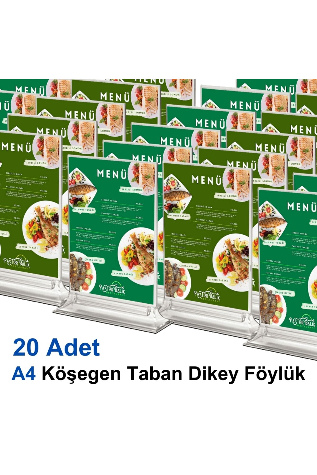 Karlobi A4 Köşeli Taban Dikey Föylük - 20 Adet | Upright Föylük | - | Masaüstü Menü | - | Bilgilendirme |