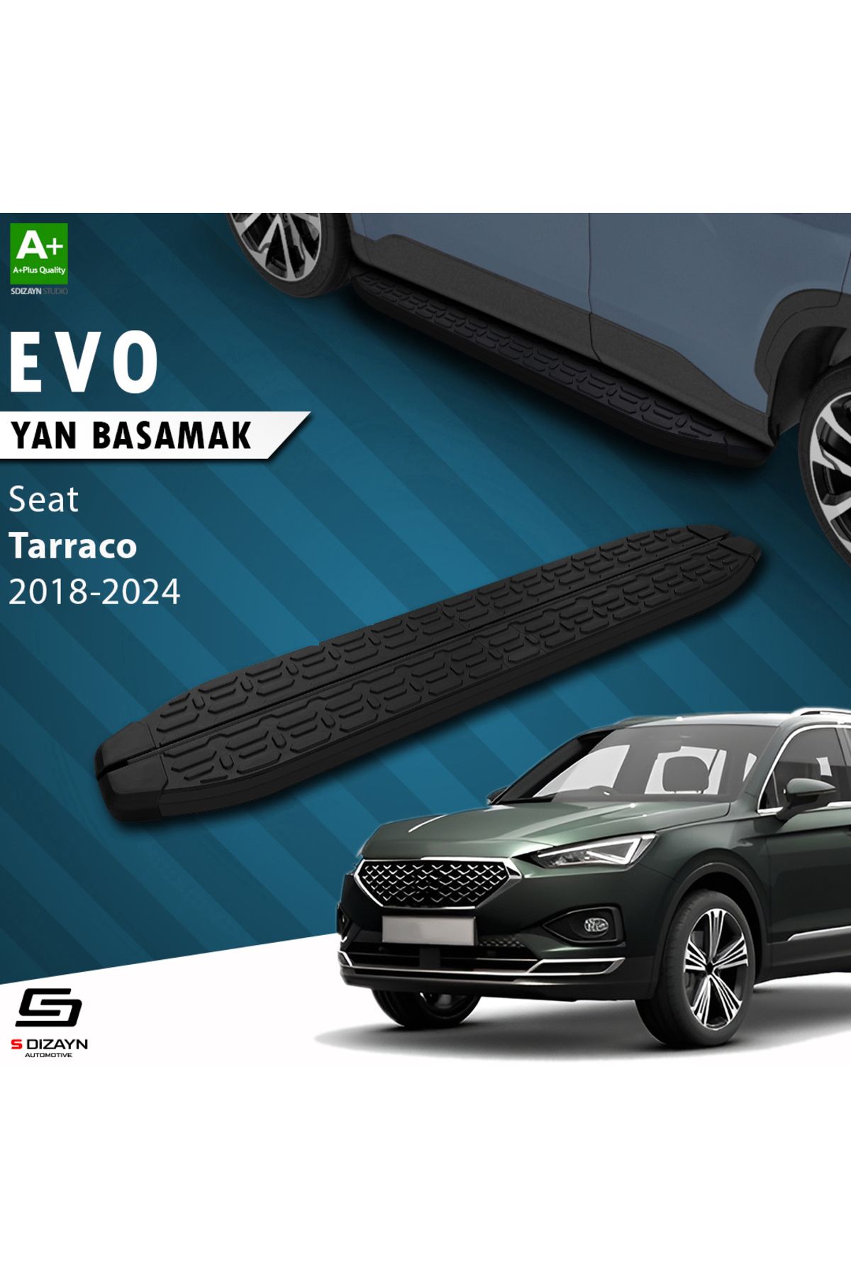 Life Tuning S-Dizayn Seat Tarraco Evo Siyah Yan Basamak 193 Cm 2018-2024 A+ Kalite