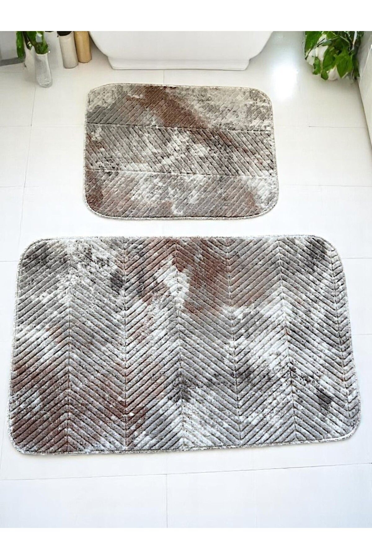 MixCotton Home Banyo Paspası Kaymaz Taban 80x50 Cm + 40x50 Cm