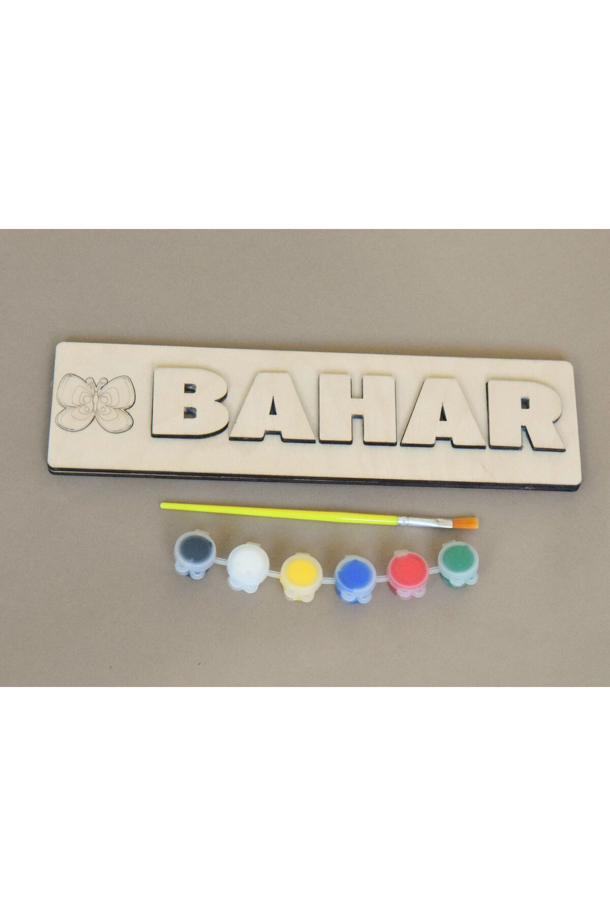 YuBaMar İsimli Ahşap Puzzle ve Boyama Seti - Öğretici İsim Oyunu (25x8 cm)