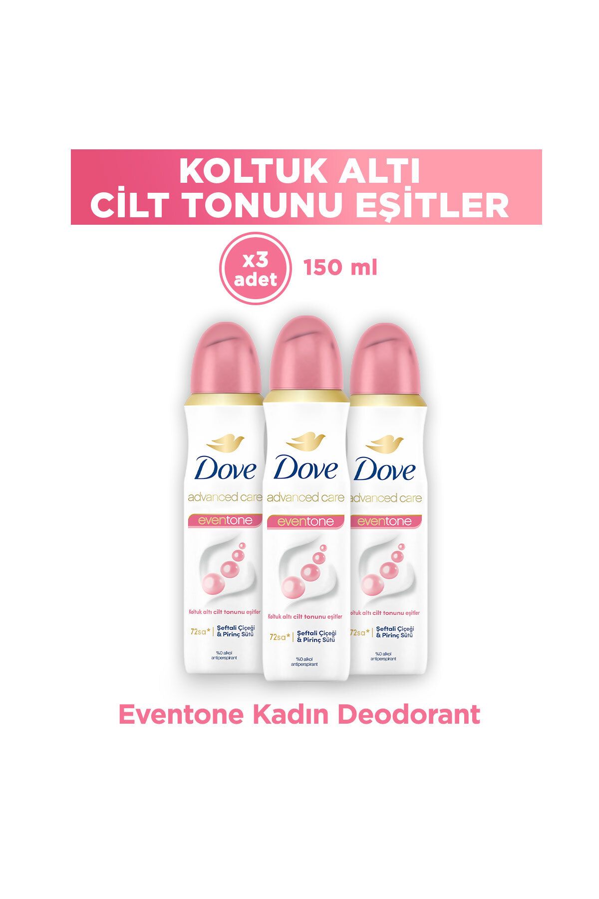 Dove Eventone Kadın Sprey Deodorant 150 ml x3