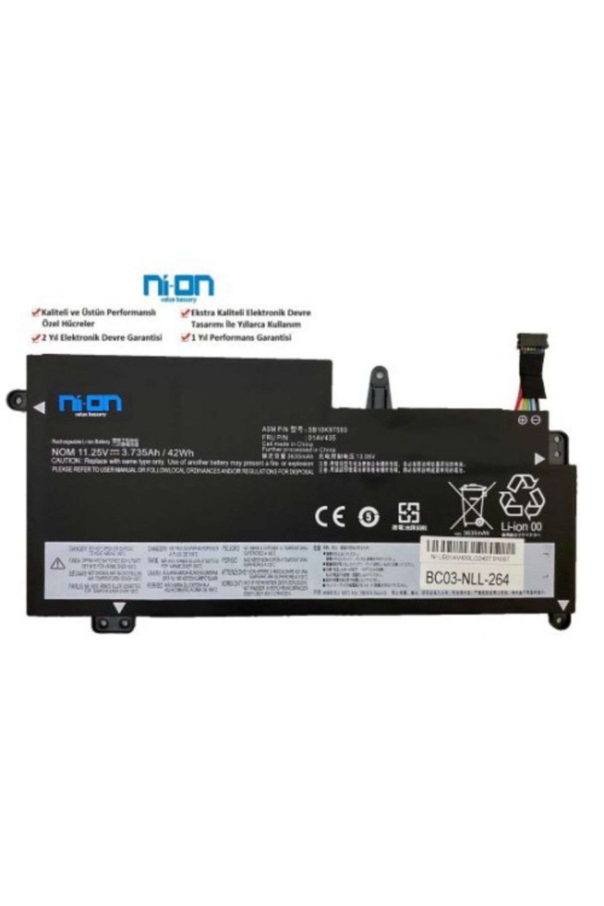 NION Lenovo Thinkpad 13 Gen 2 Type 20J1 20J2 uyumlu Notebook Batarya - Pil