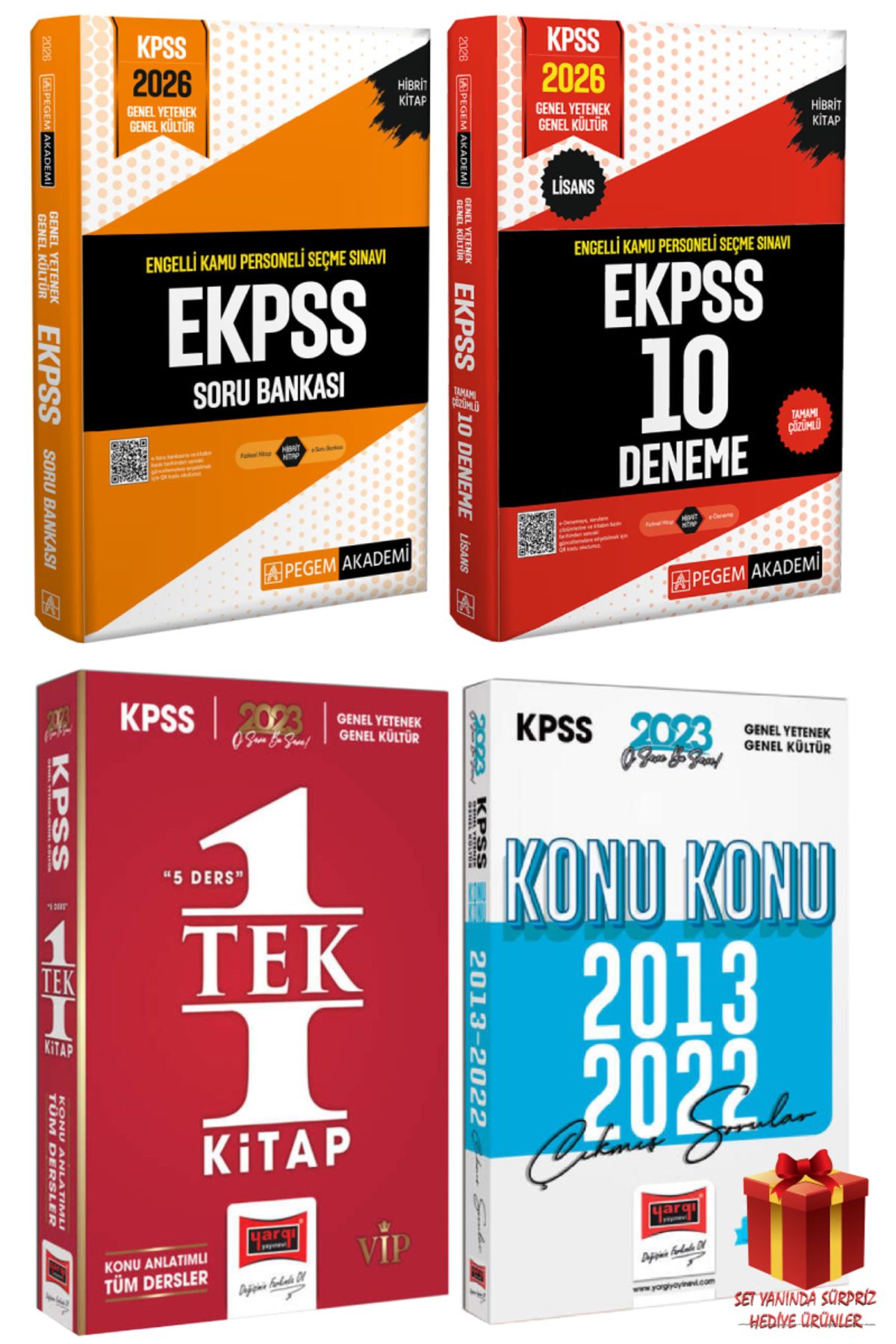Pegem Akademi Yayıncılık 2026 Pegem EKPSS Soru Bankası+EKPSS Deneme+Yargı Konu Anlatım+KPSS Çıkmış Sorular+Hediye