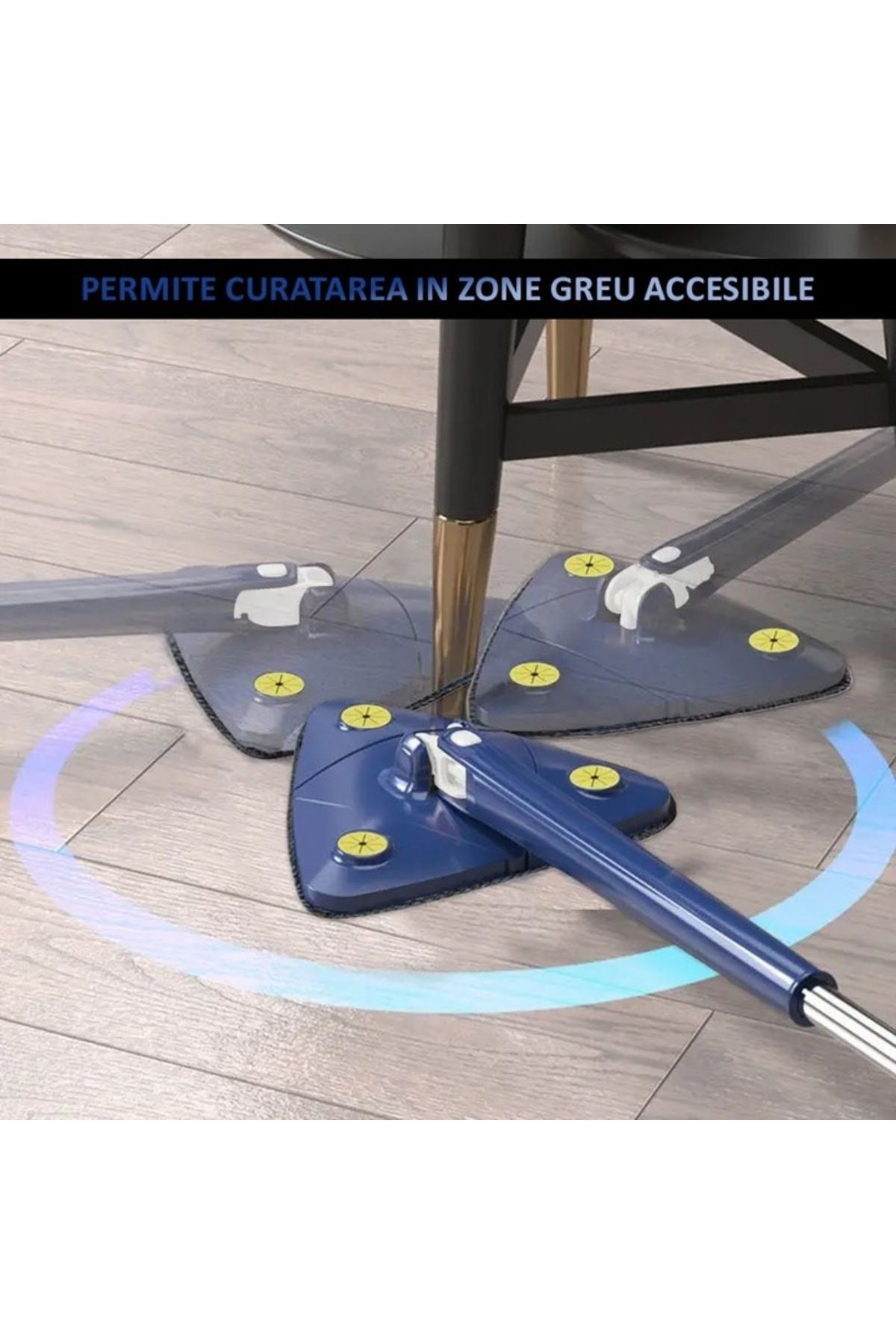 NEXTLY-Multifunctional Mop For Dry And Wet Surfaces, 360 Rotating Triangular Head, Handle 7