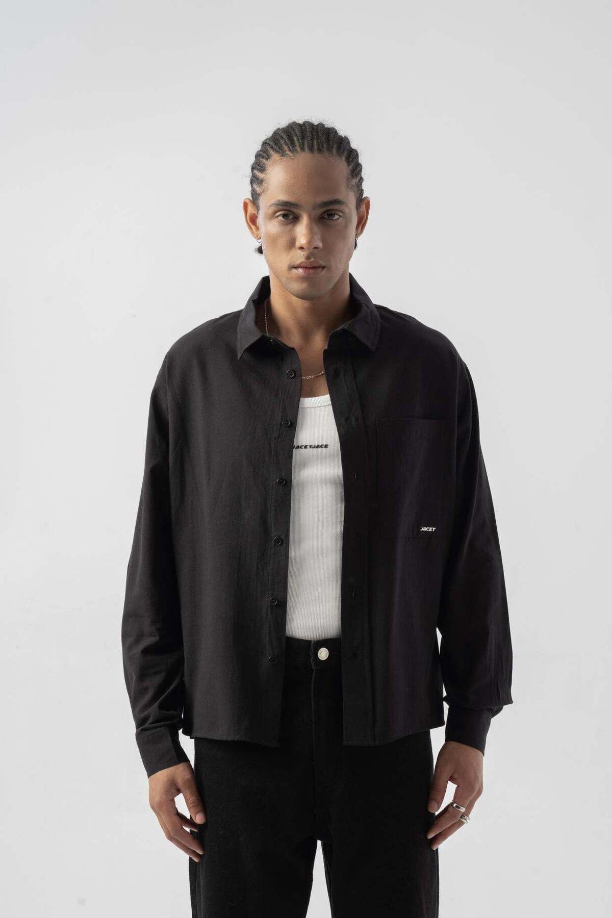jaceyjace Basic Oversize Gömlek - Siyah