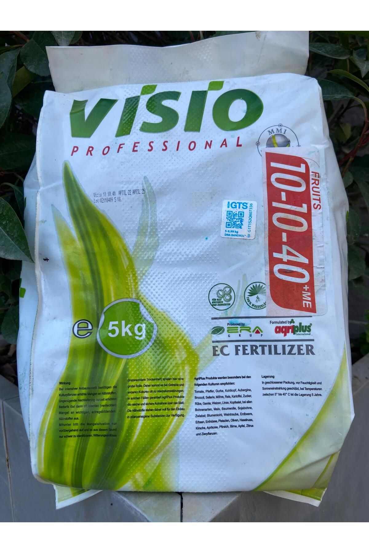 Visio 10-10-40 Suda Çözünür NPK Gübre 5 Kg Yüksek Potasyumlu | Sebze, Meyve ve Tarla Bitkileri İçin