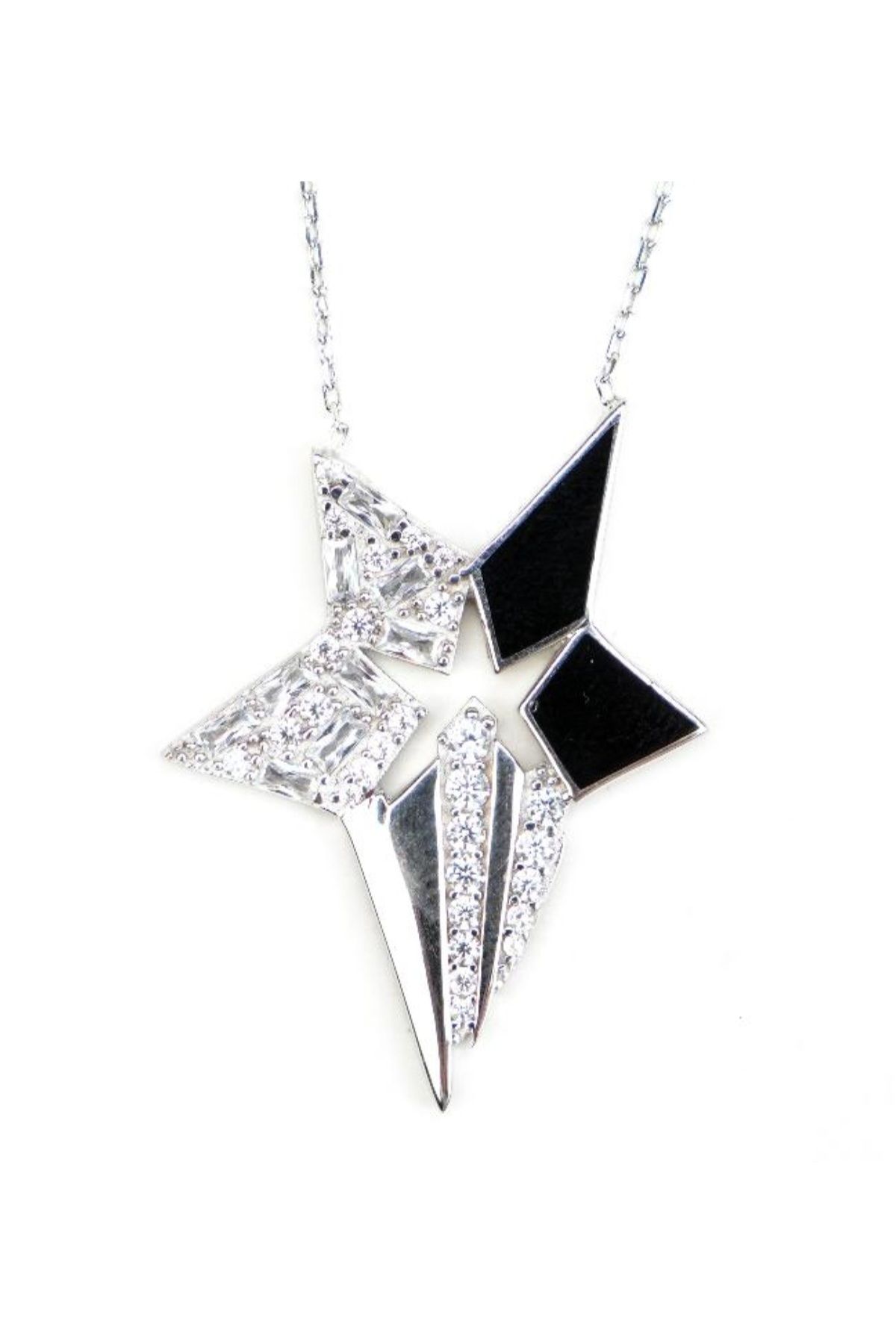 Güneşin Silver Gümüş Taşlı Mineli Kutup Yıldızı Kolye