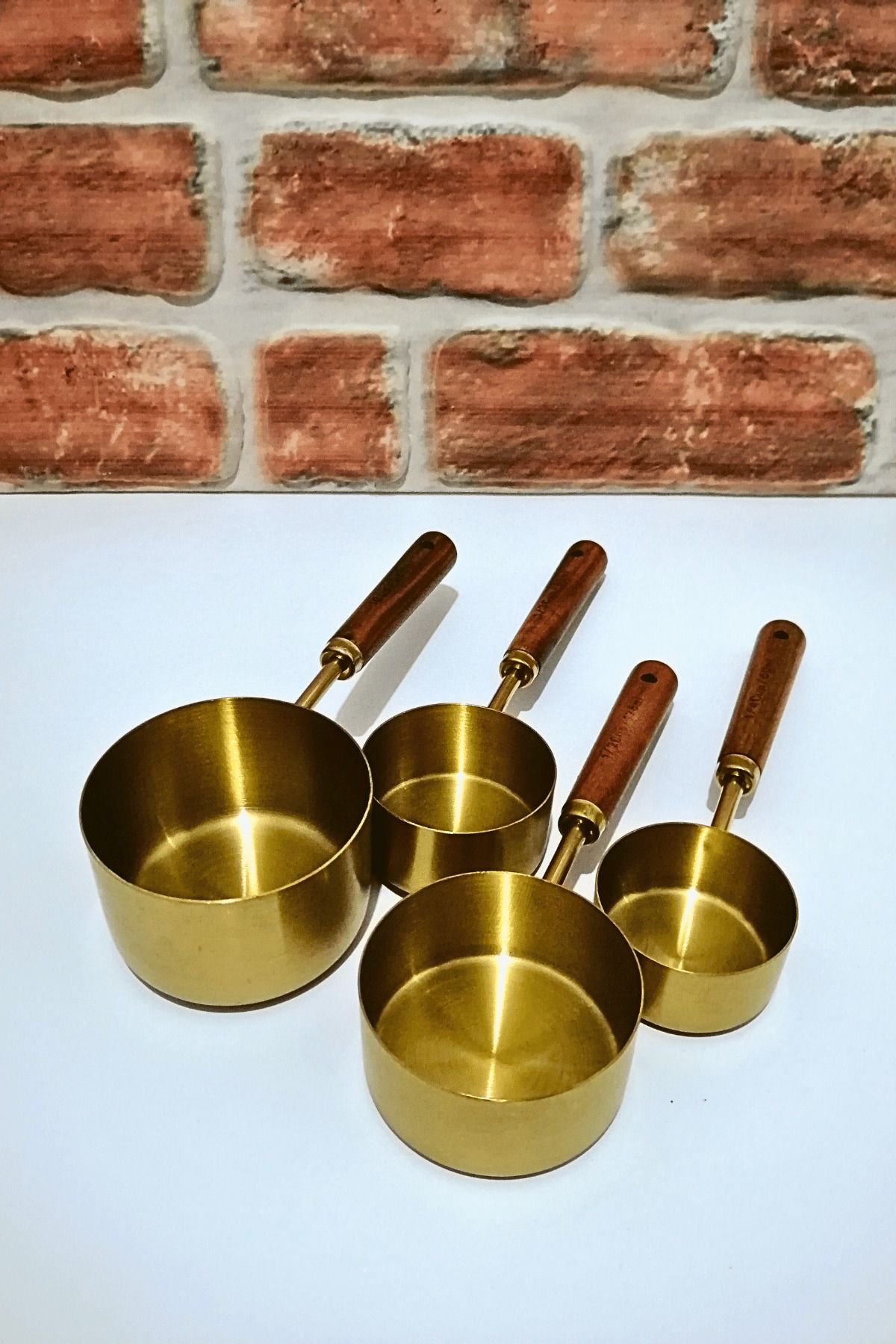 ELEGANCEV PASLANMAZ ÇELİK 4 LÜ BÜYÜK BOY ÖLÇÜ KAŞIĞI-KATI SIVI ÖLÇÜ KAŞIĞI-GOLD