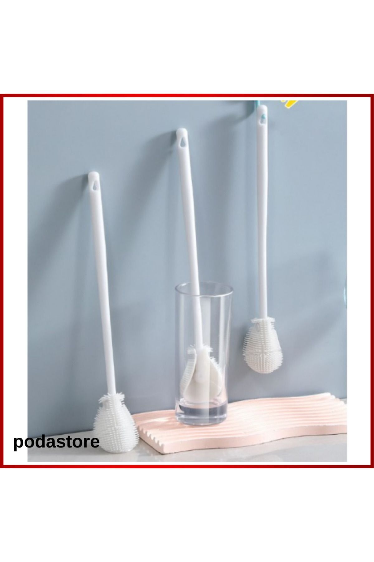podastore Silikon Uçlu Uzun Temizlik Fırçası – Kavanoz ve Şişeler İçin İdeal Çözüm