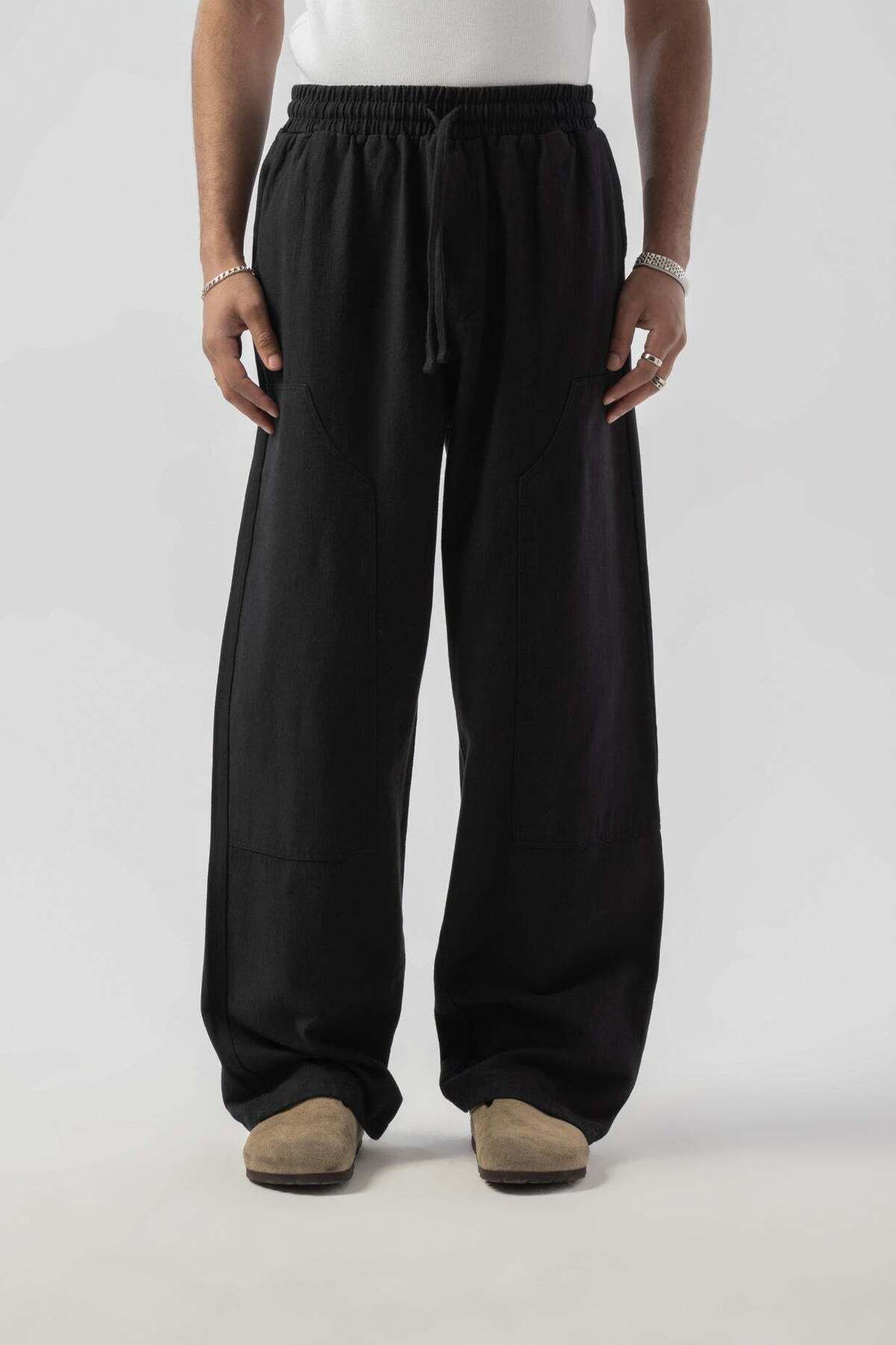 jaceyjace Baggy Keten Pantolon - Siyah