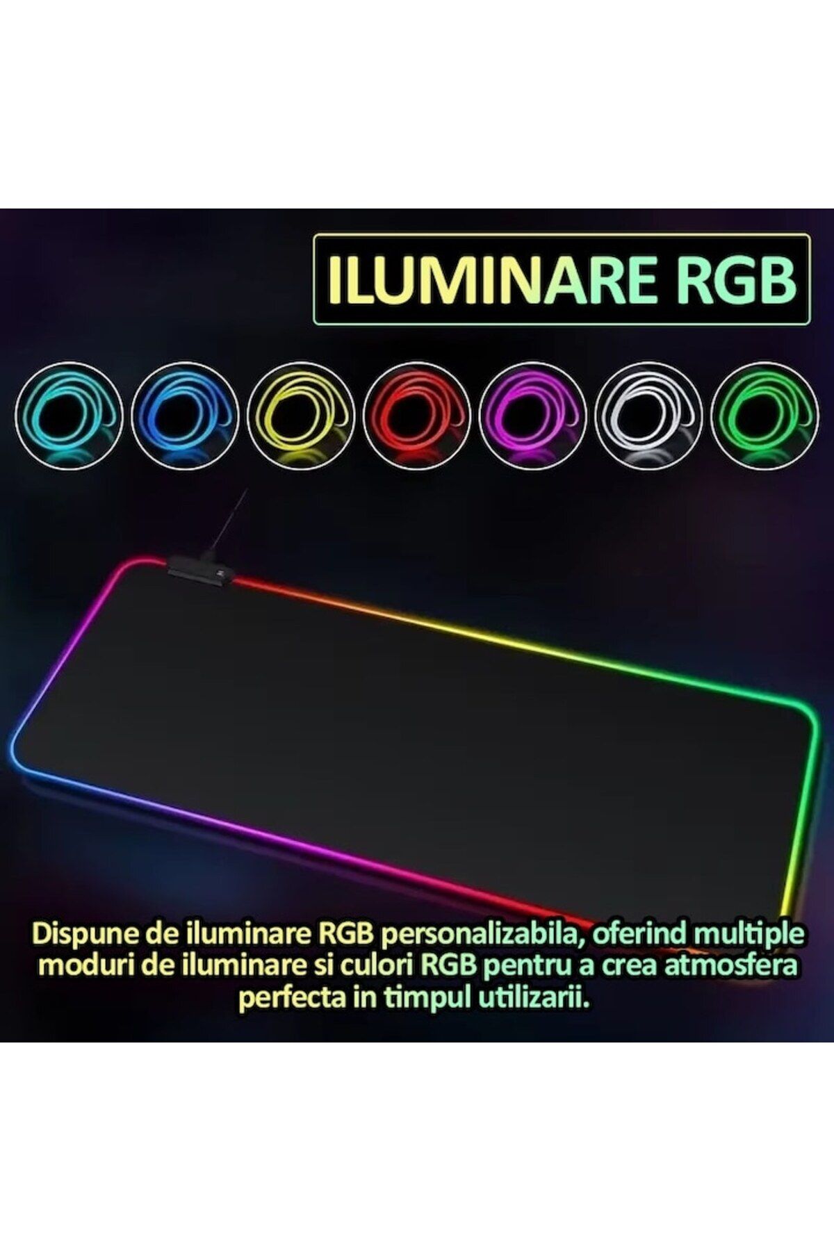 NEXTLY-Large Mousepad For Keyboard And Mouse, RGB Illuminated Edges, 30x80cm, Black 5