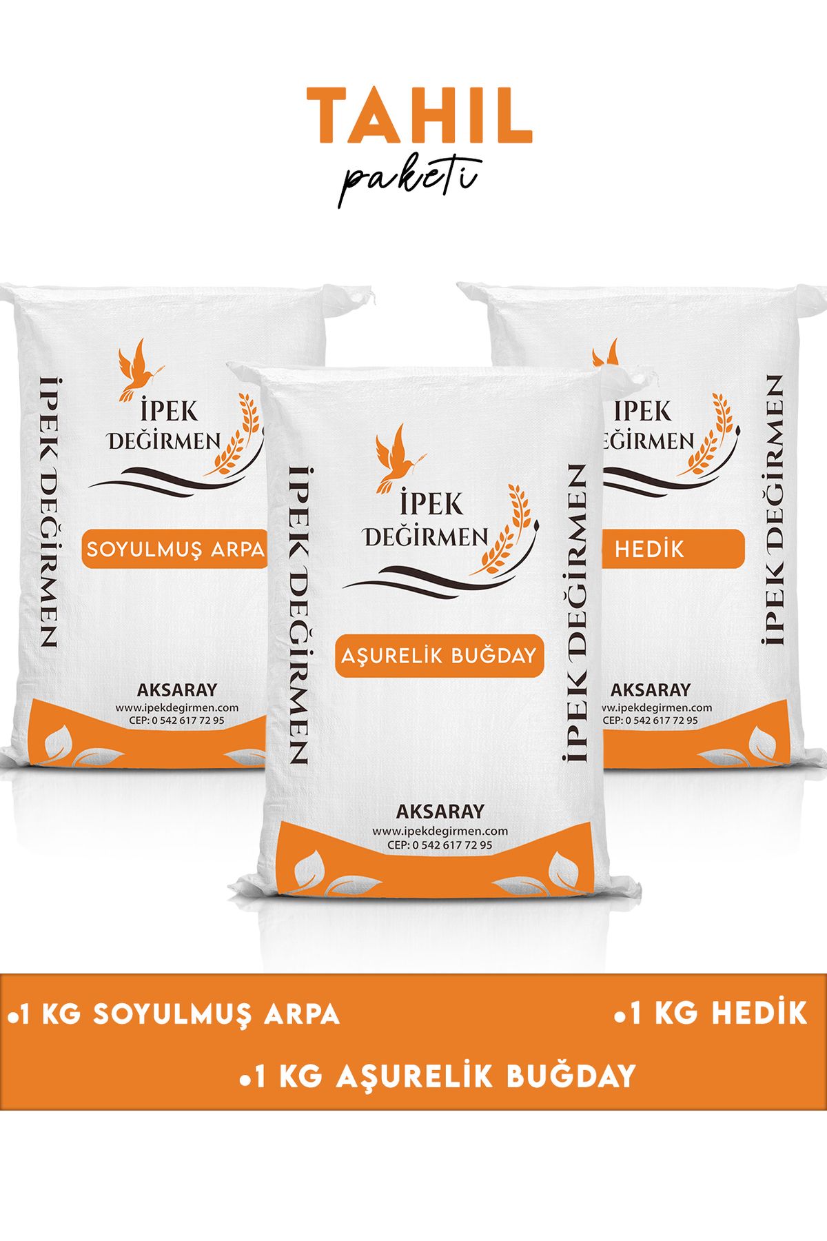 İpek Değirmen 3 KG Aile Boy Taş Değirmen Hedik Arpa Buğday Paketi