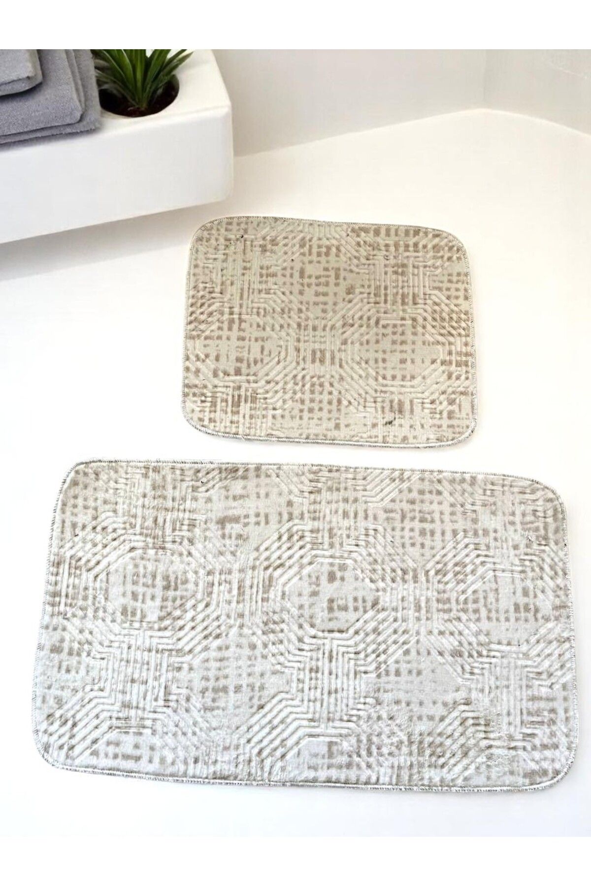 MixCotton Home Banyo Paspası Kaymaz Taban 80x50 Cm + 40x50 Cm