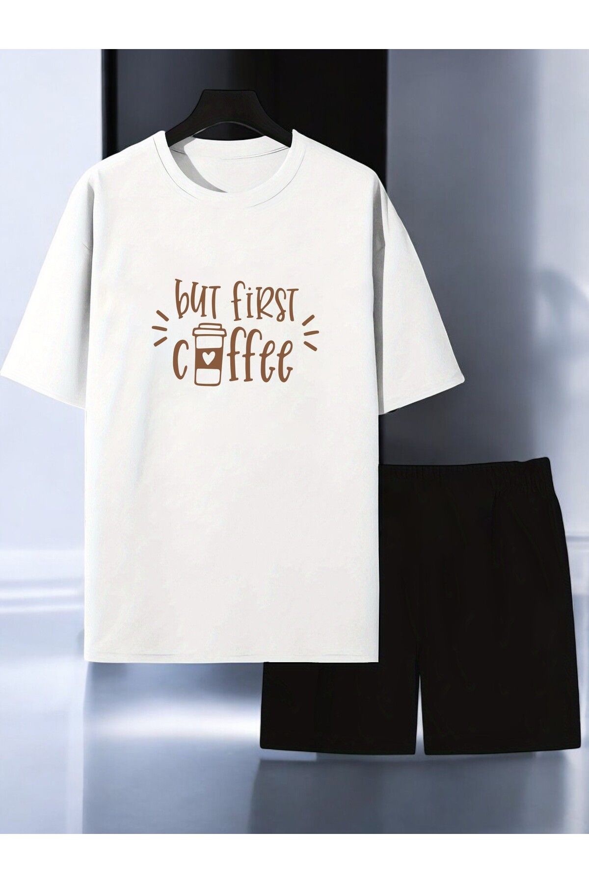 uyguntarz Unisex Coffe Baskılı Tasarım Şort Takım