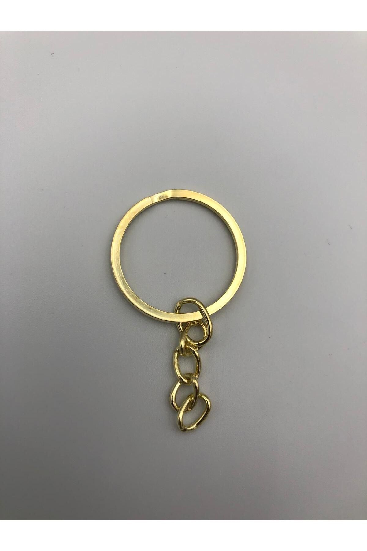 DUCK HOBY 20 mm Nikel Kaplama Zincirli Yassı Anahtarlık Halkası Nikel Kaplama 100 Adet