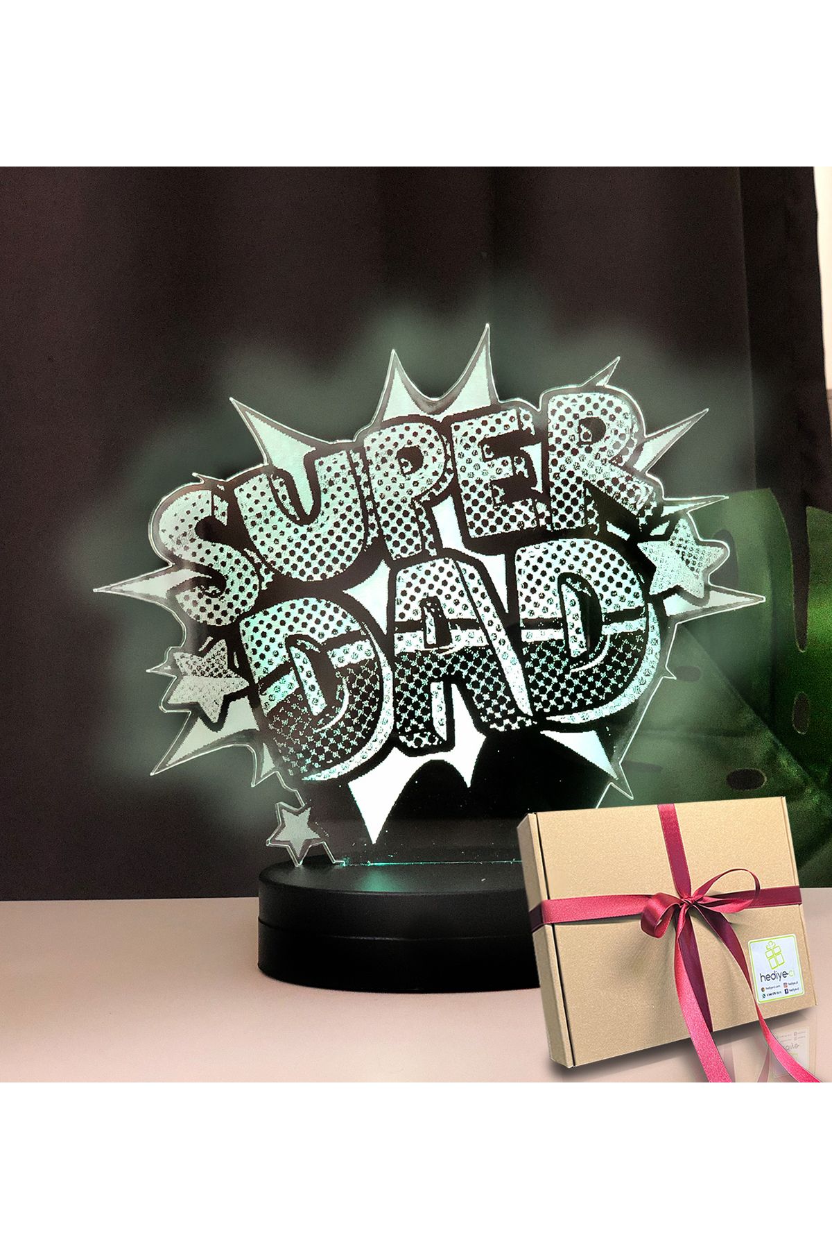 hediye-ci Super Dad Yazılı Babalara Özel Hediye Led Lamba