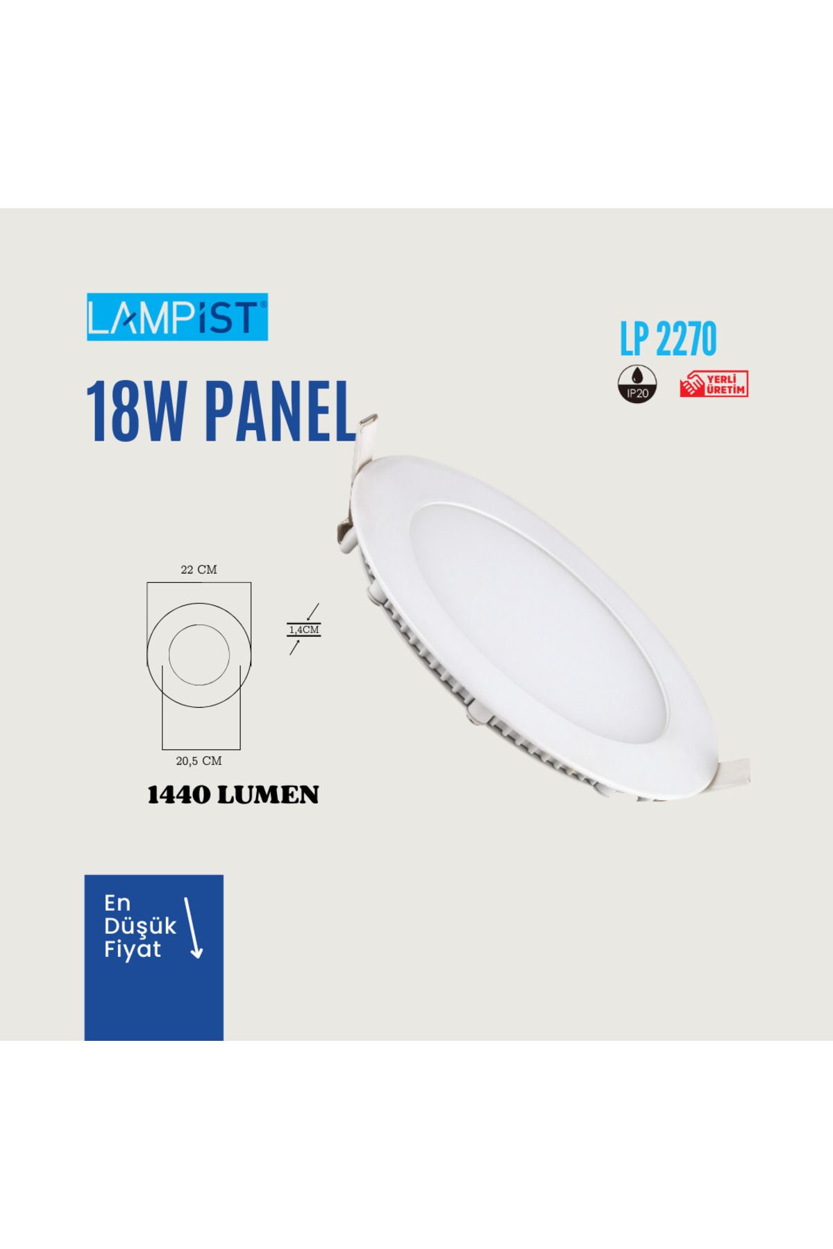 Lampist LAMPİST 18W LED PANEL 6500K BEYAZ IŞIK