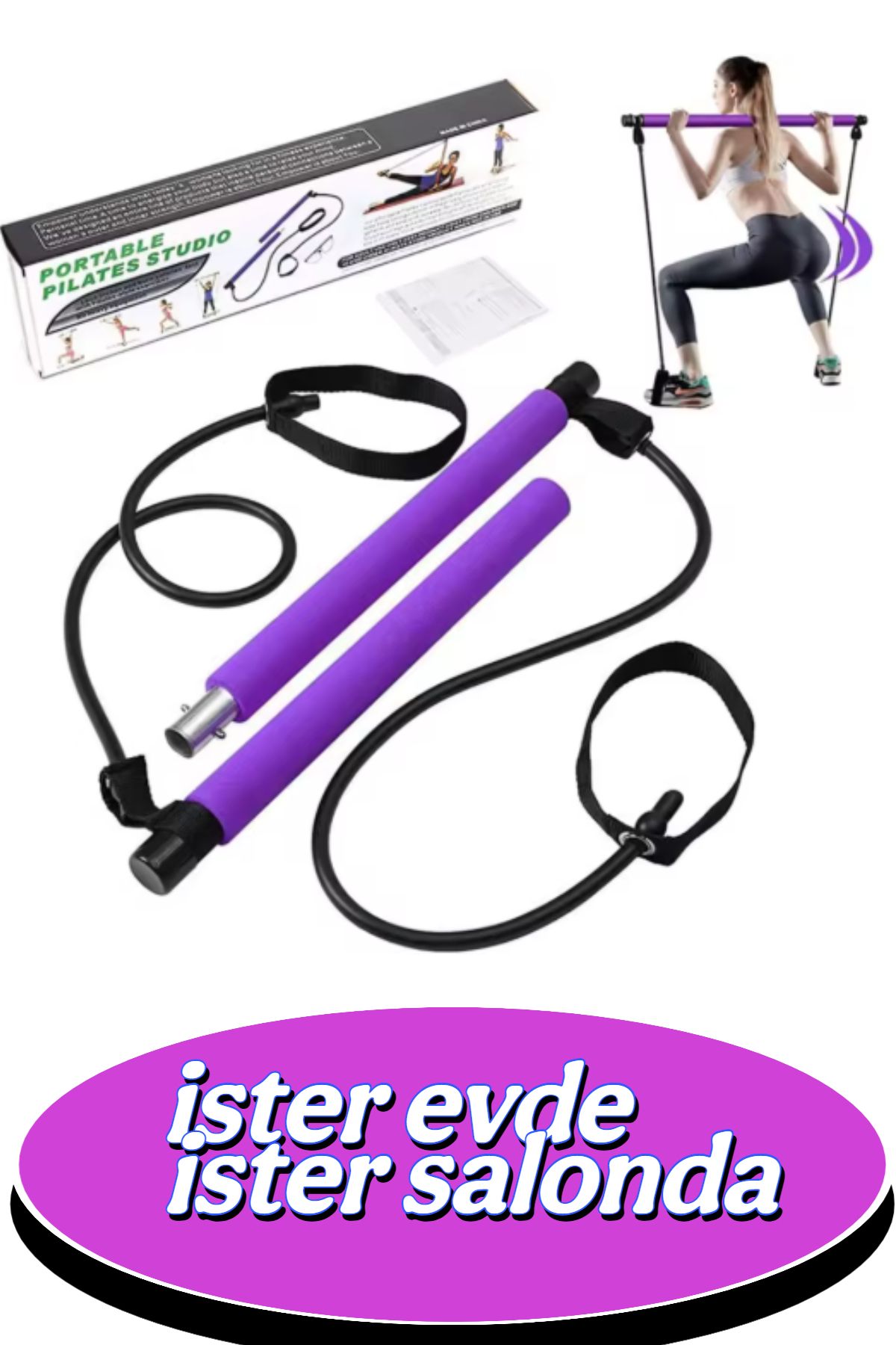 ESENLİWE Squat Pilates Barı Pilates Studio Evde Spor Egzersiz Çubuğu
