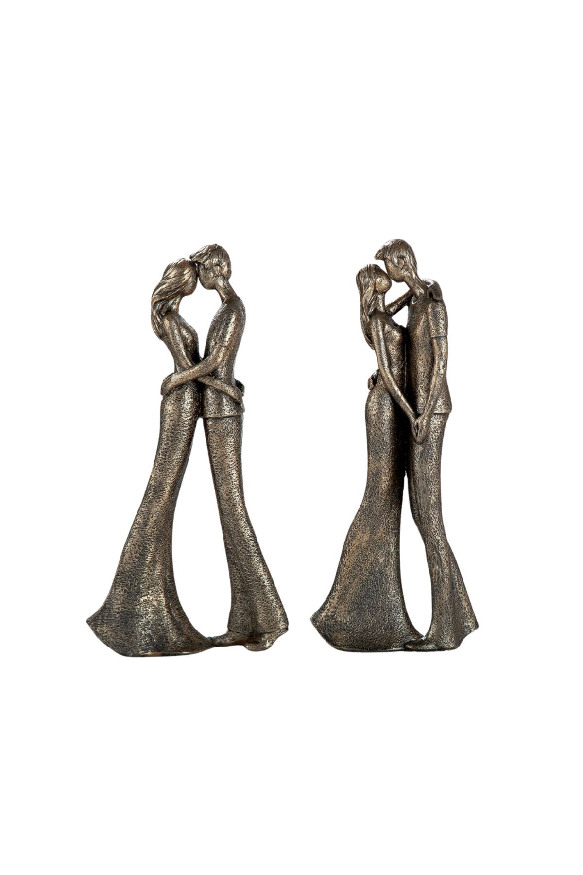 Gilde Gılde 2'Li Figür Çift Sentetik Reçine Bronz Renkli L.5 Cm G.13 Cm Y.30 Cm - 2 Adet