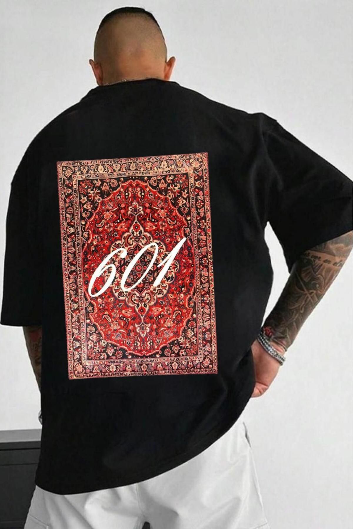NO 601 Erkek No601 Carpet Baskılı Oversize Tshirt