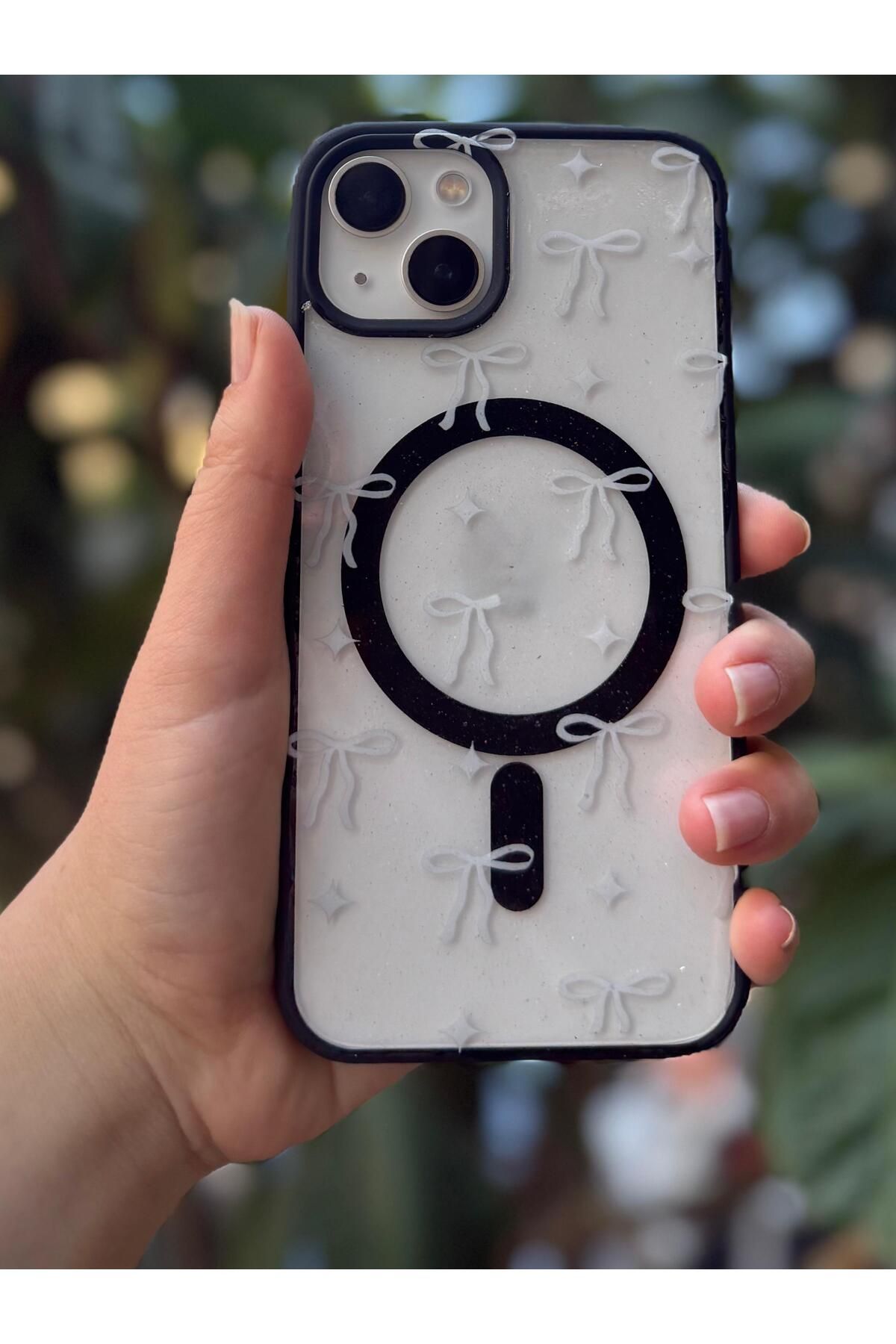 Powerfox İphone 13 Uyumlu Epoksi El Yapımı Gerçek Kurutulmuş Çiçekli Kabartmalı Moda Kılıf