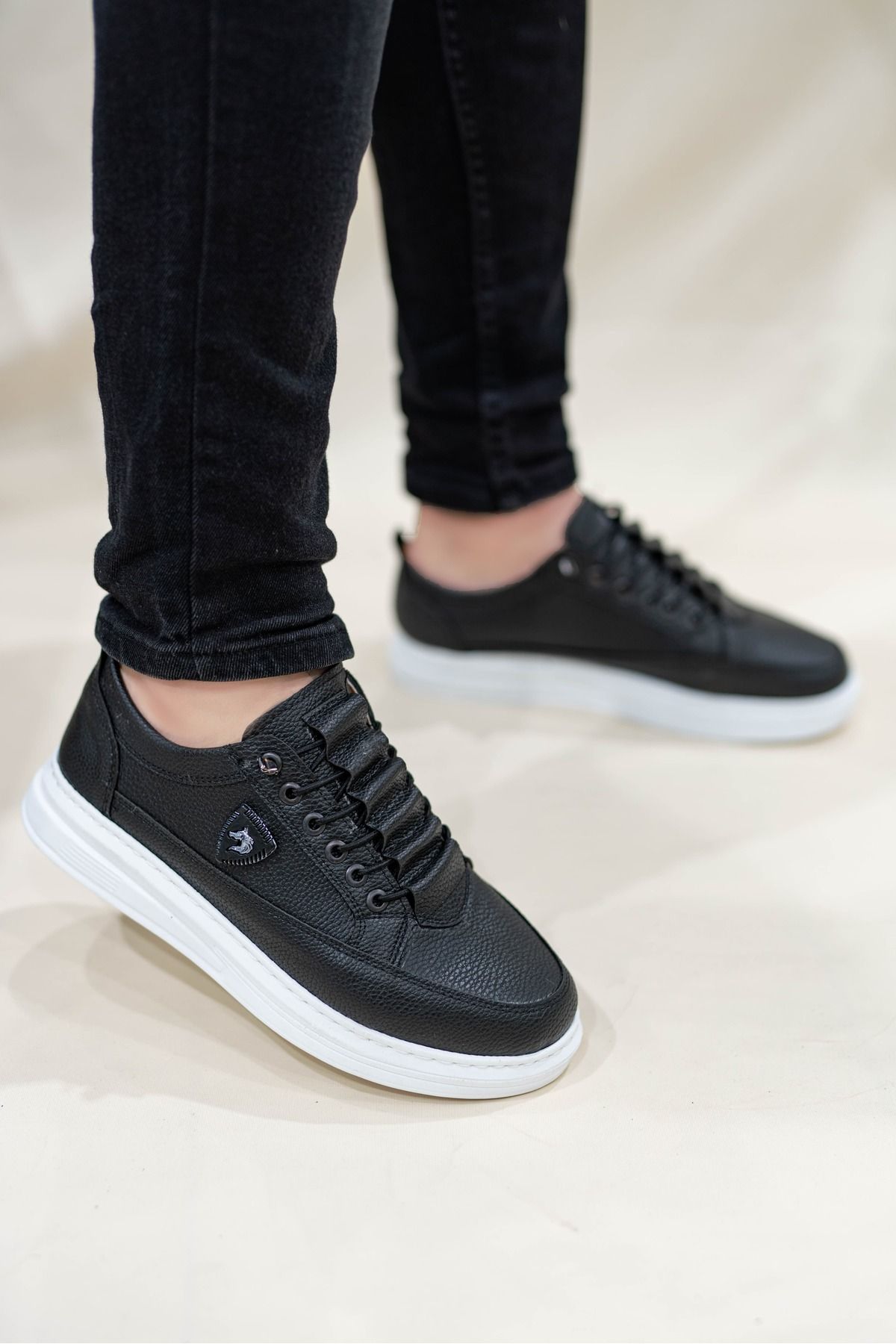 Nubbock Erkek Siyah Beyaz AmblNKli Lastikli Günlük Casual Ayakkabı Sneaker NK4052