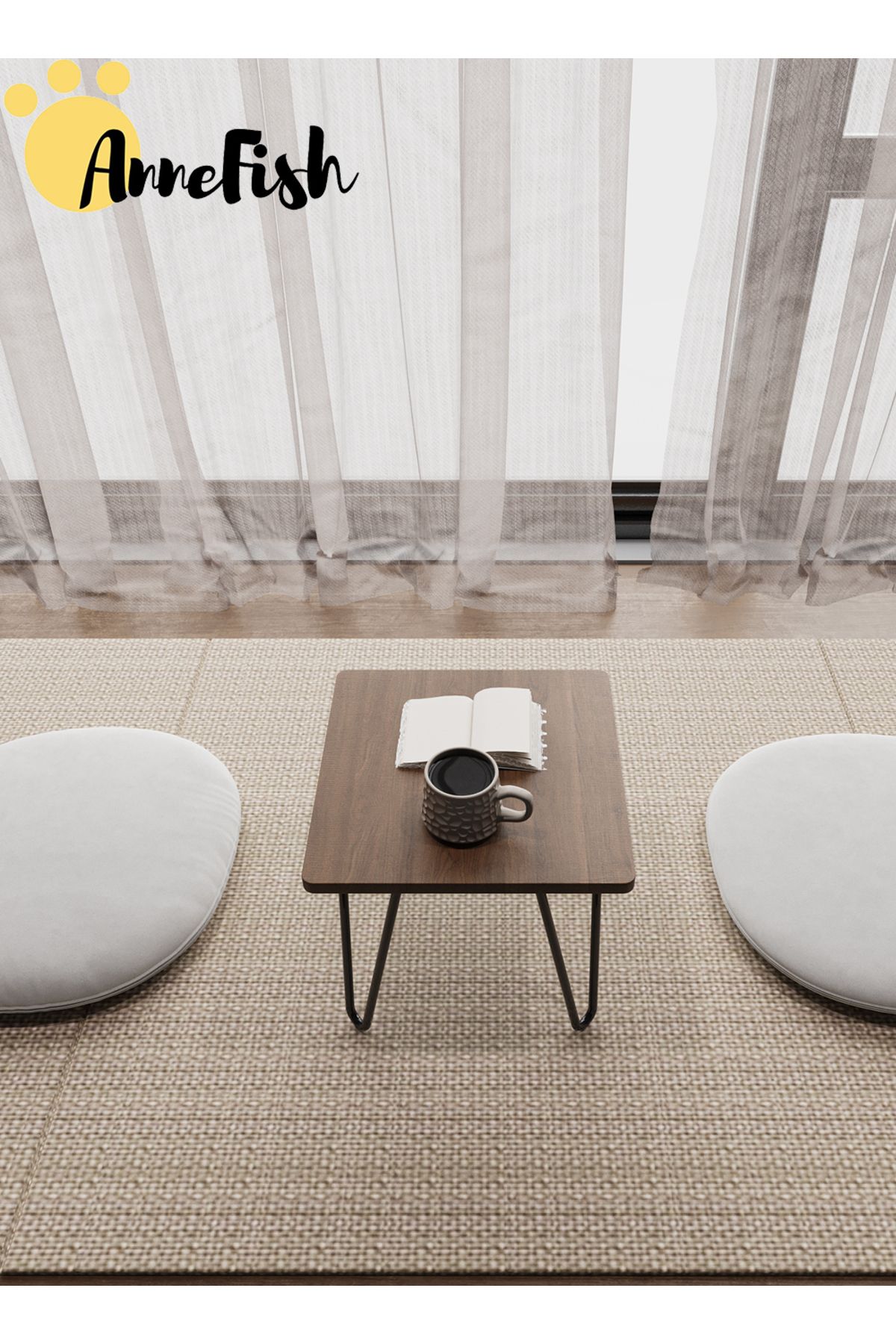 AnneFish-5pcs Floor Coffee Table Set Low Square Home Nesting Friends Gathering Table Set Of 5 Side Table 5