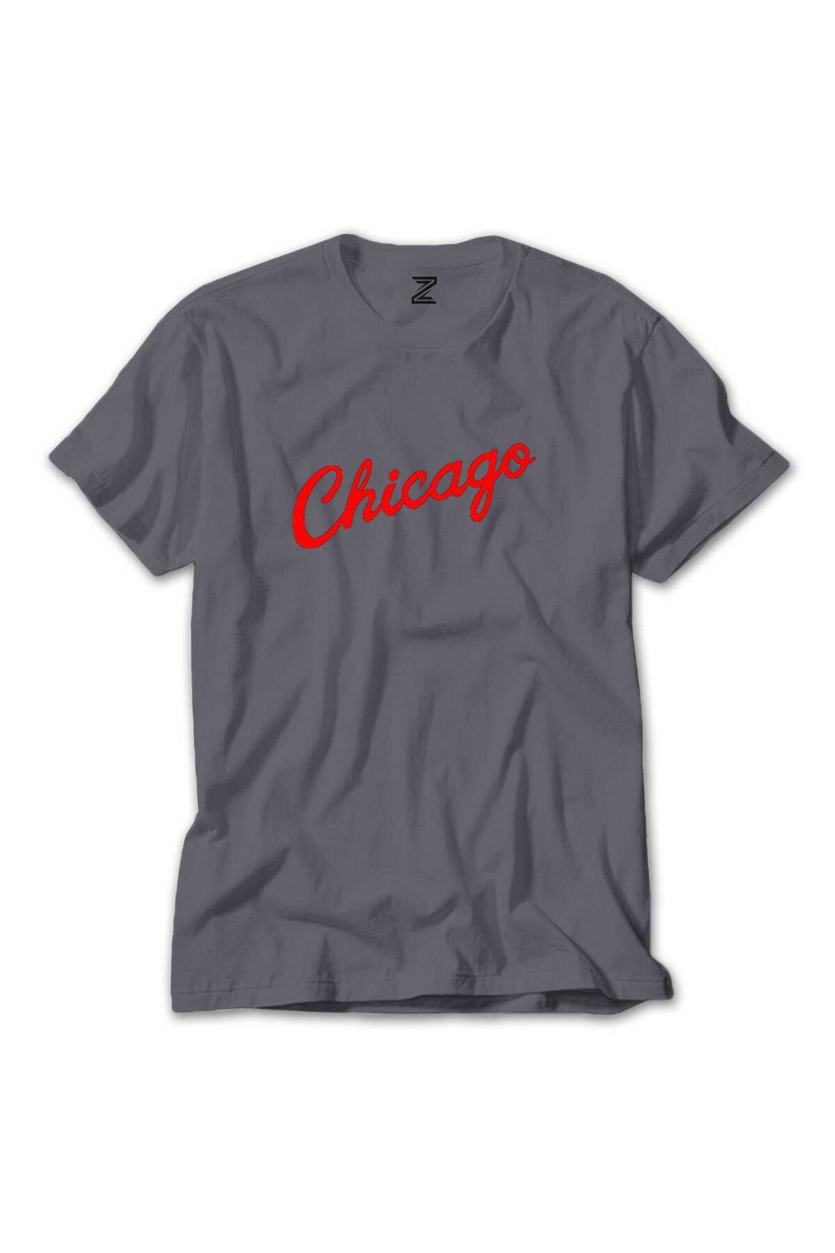 WAKHA Chicago Yazı Gri Tişört