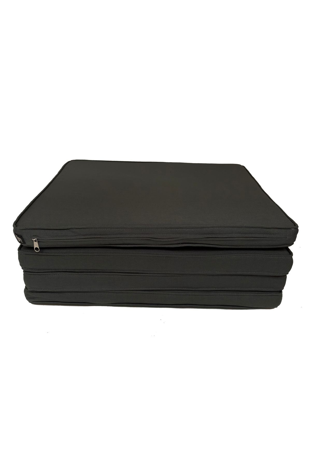 YASTIKMİNDER Koton Füme Gri Fitilli 53x46 Cm Sandalye Ölçüsüne Uygundur. 4 Parça Sandalye Koltuk Minder Seti
