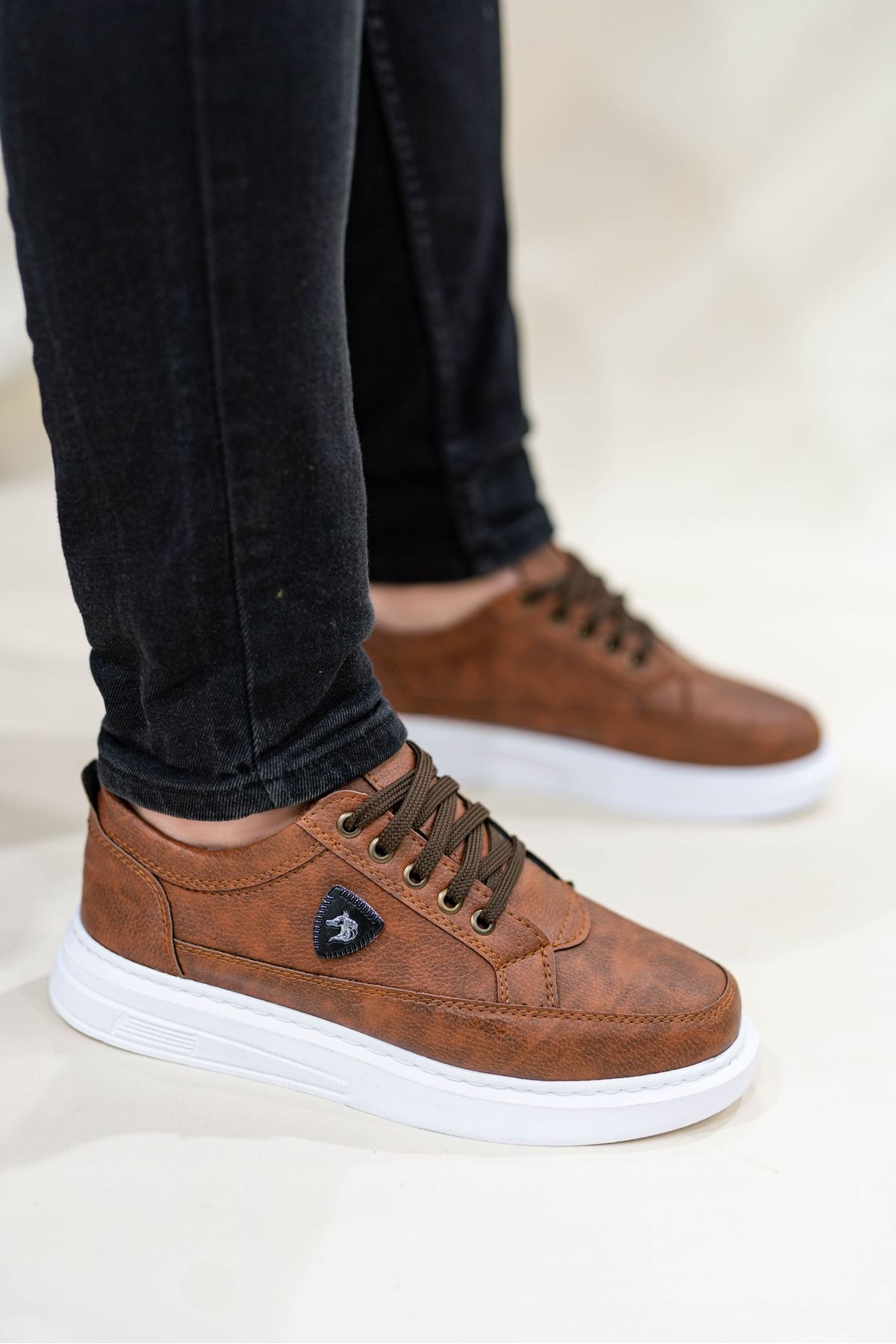 Nubbock Erkek Taba Beyaz AmblNKli Bağcıklı Günlük Casual Ayakkabı Sneaker NK4050