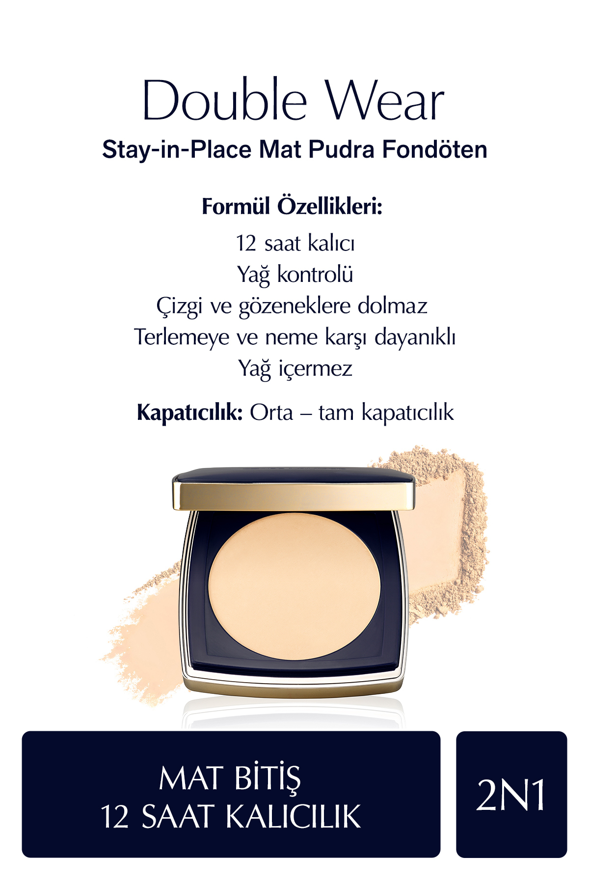 Estee Lauder Double Wear Stay-in-Place Mat Pudra Fondöten - 2N1 DESERT BEIGE