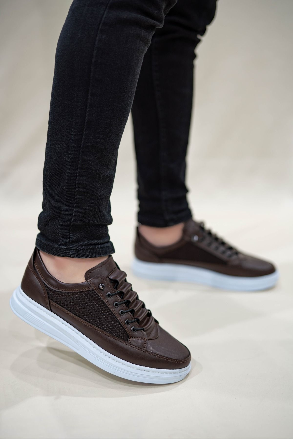 Weynes Erkek Kahverengi Fileli Lastikli Günlük Casual Ayakkabı Sneaker WSB4060