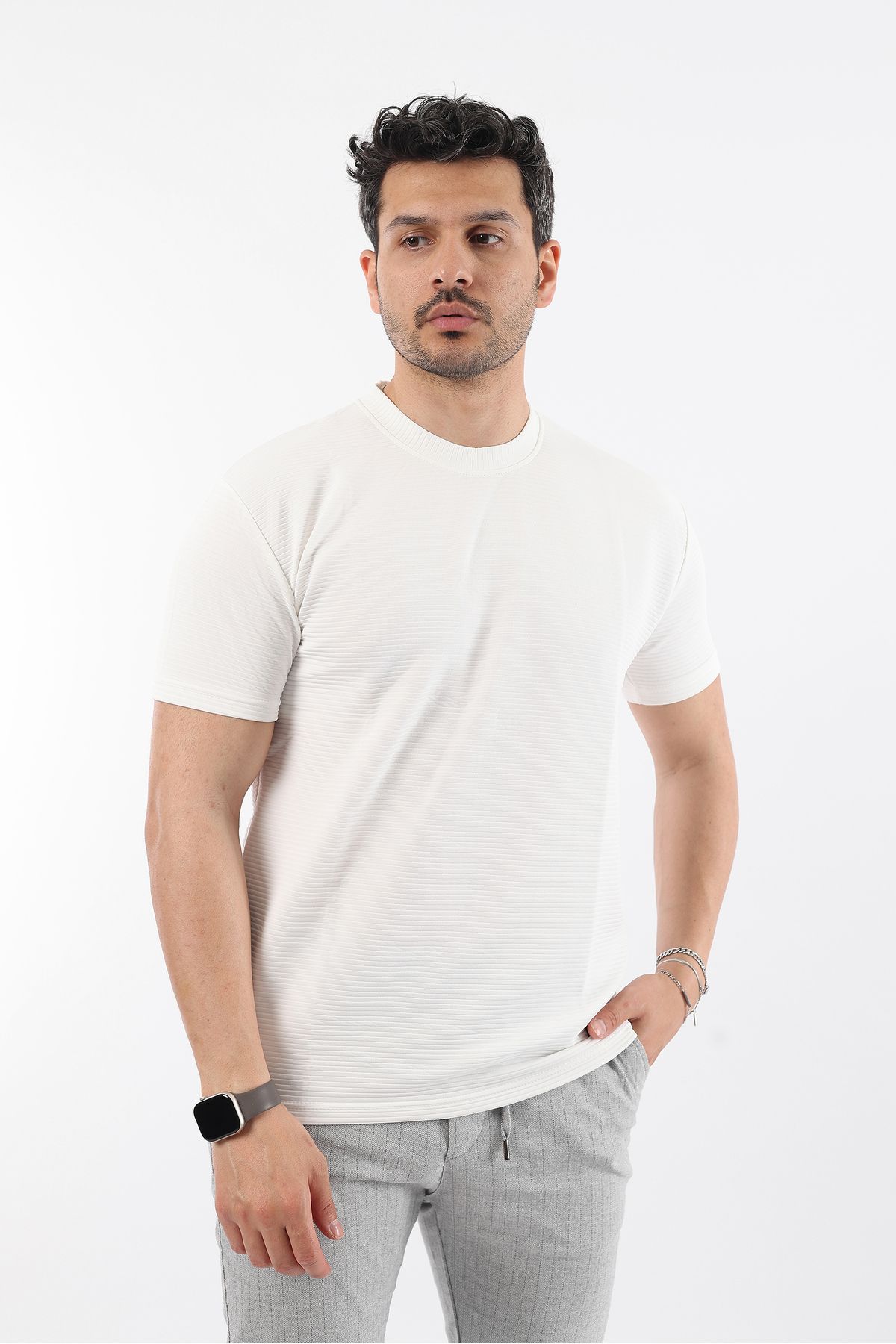 Rodrigo Erkek Dokulu Bisiklet Yaka Basic Tişört T-shirt