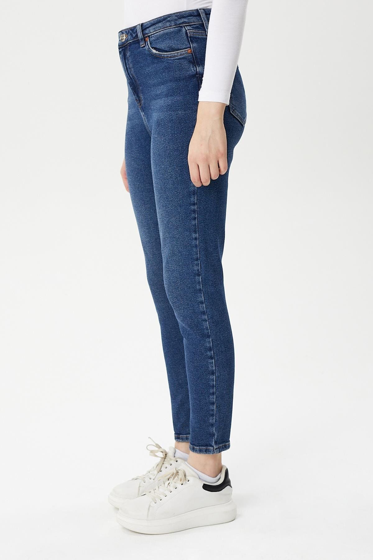 Twister Jeans Mila 9444-01 Dark Blue Likralı Toparlayıcı Kumaş Dar Kesim Kadın Kot Pantolon Mavi