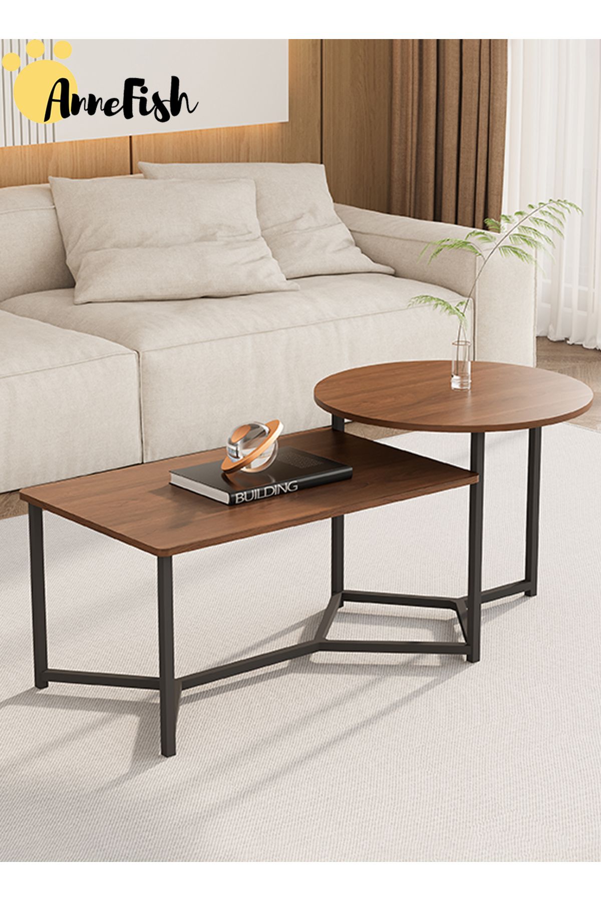 AnneFish-Double Layer Coffee Table Simple European Style Double Layer Home Sofa Center Table For Living Room 1
