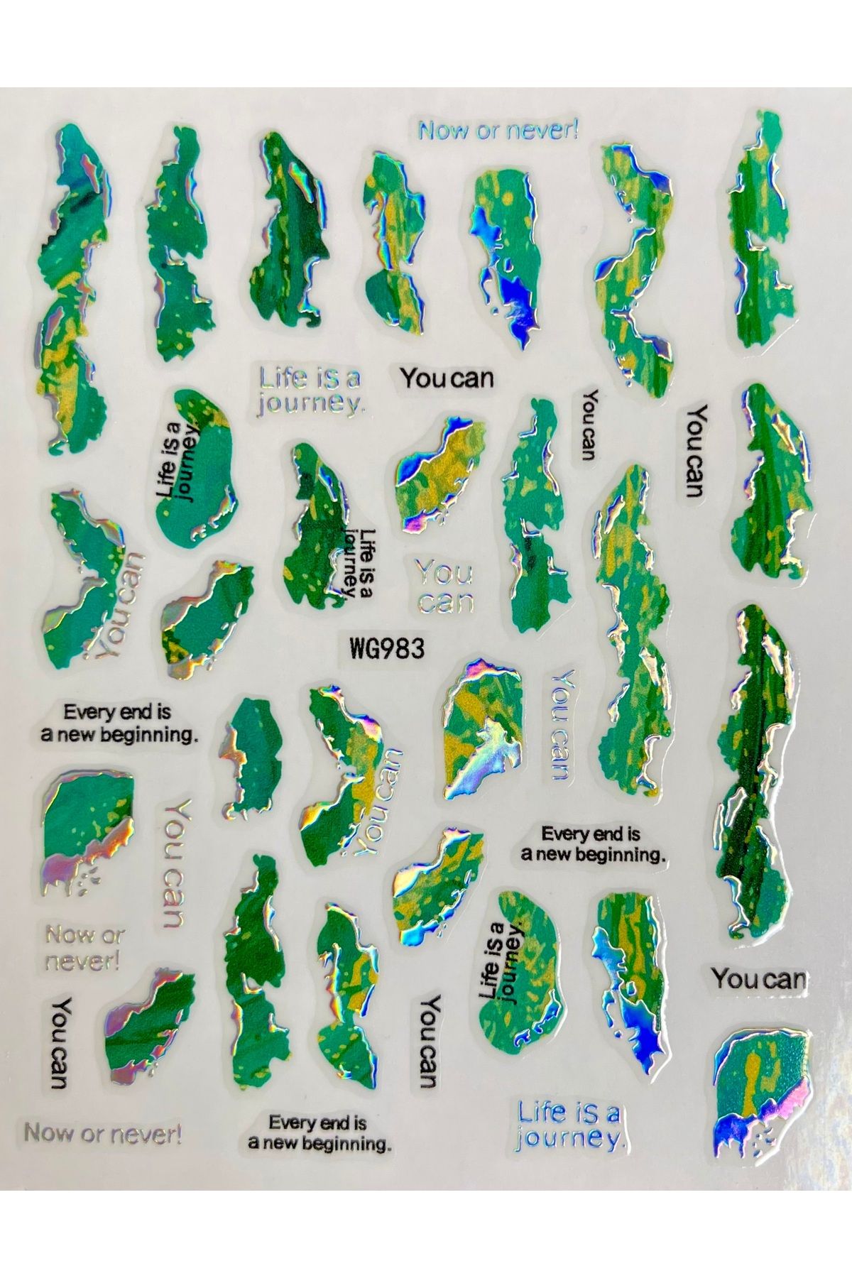 zeinapp Kendinden Yapışkanlı 3D Mermer Soyut Figürlü Hologram Tırnak Sticker Nail Sticker