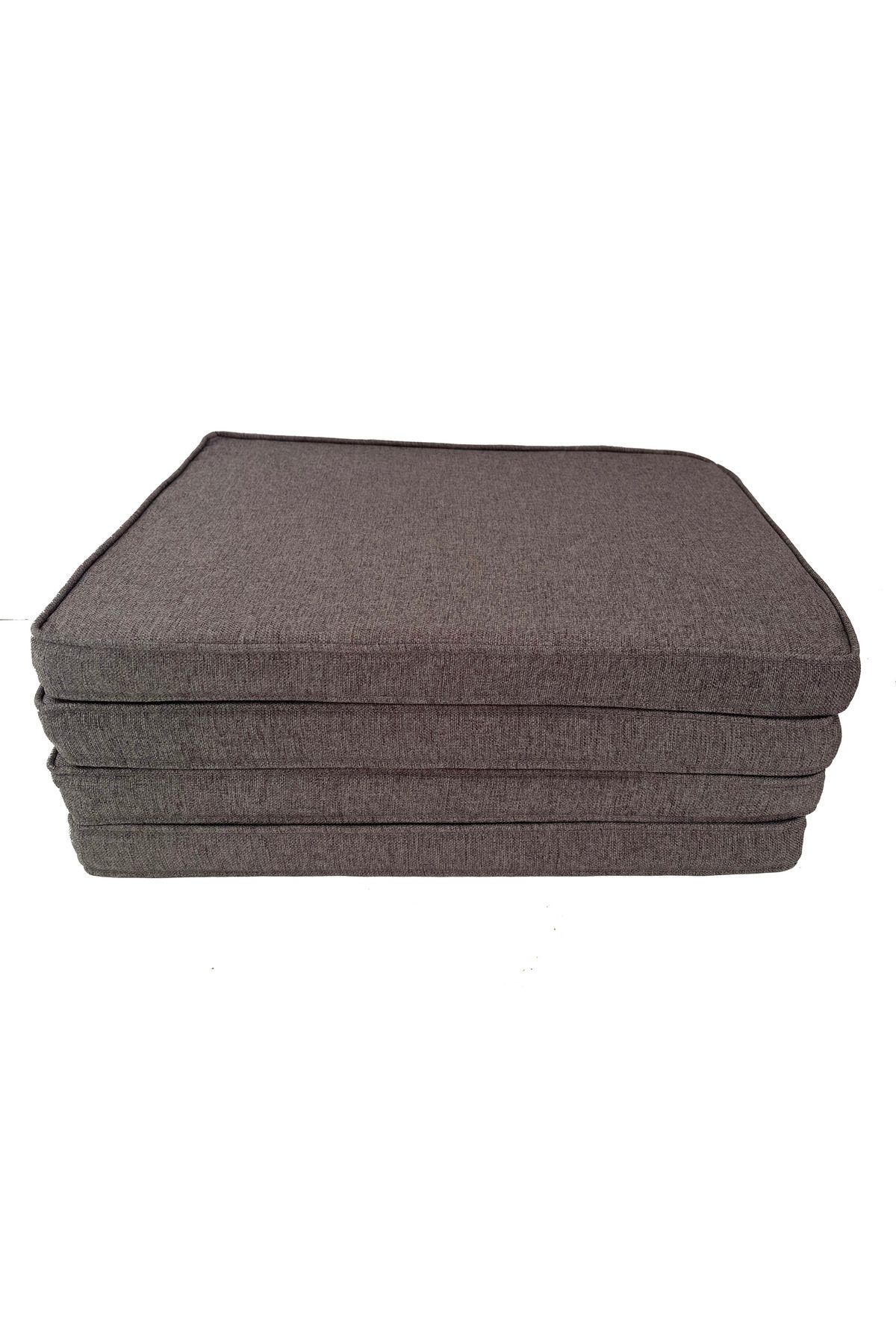 YASTIKMİNDER Koton Petrol Mavi Kırçıllı Fitilli 53x46 Cm 4 Parça Sandalye Koltuk Minder Seti