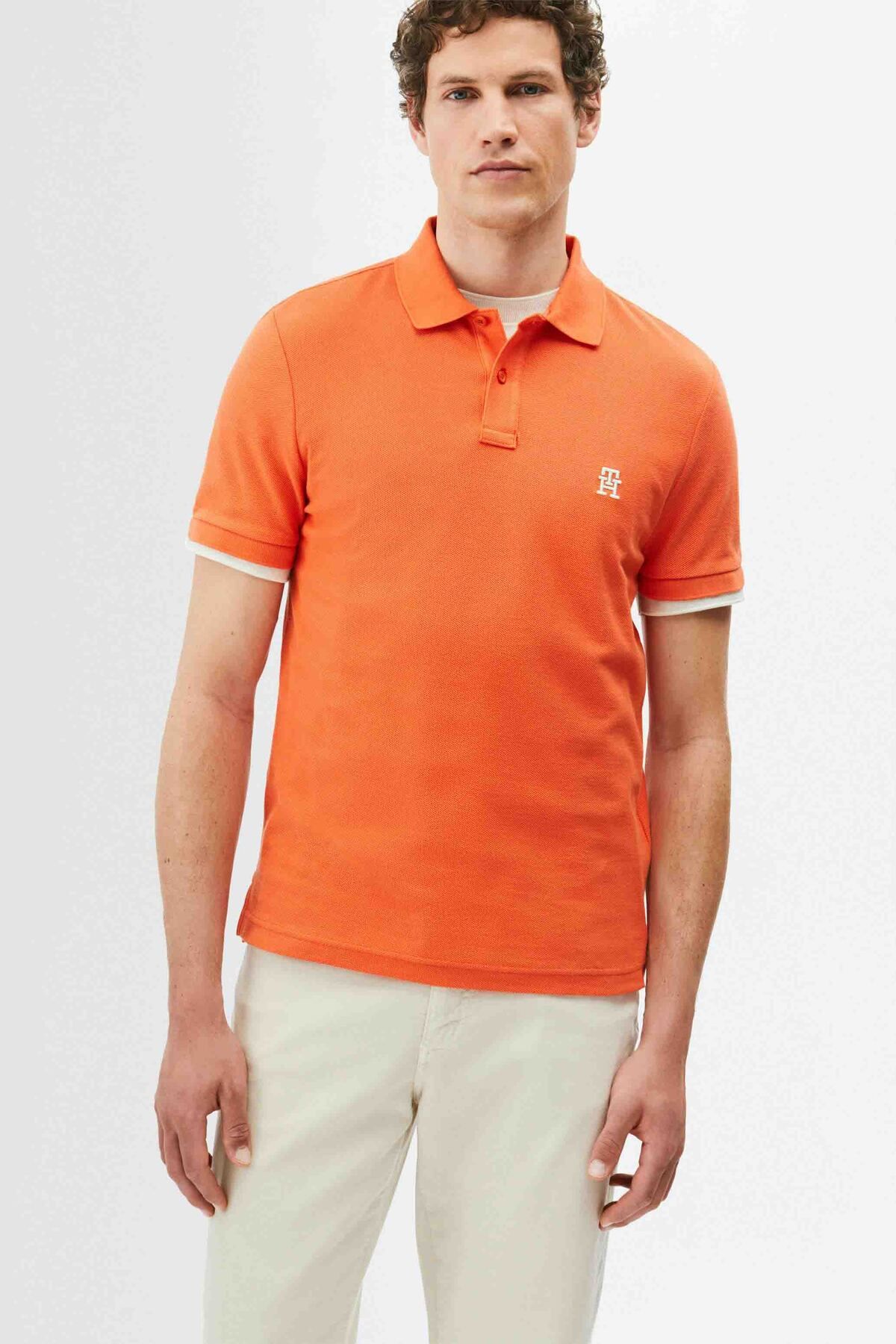 Tommy Hilfiger Erkek Th Regular Polo T-Shirt - Turuncu