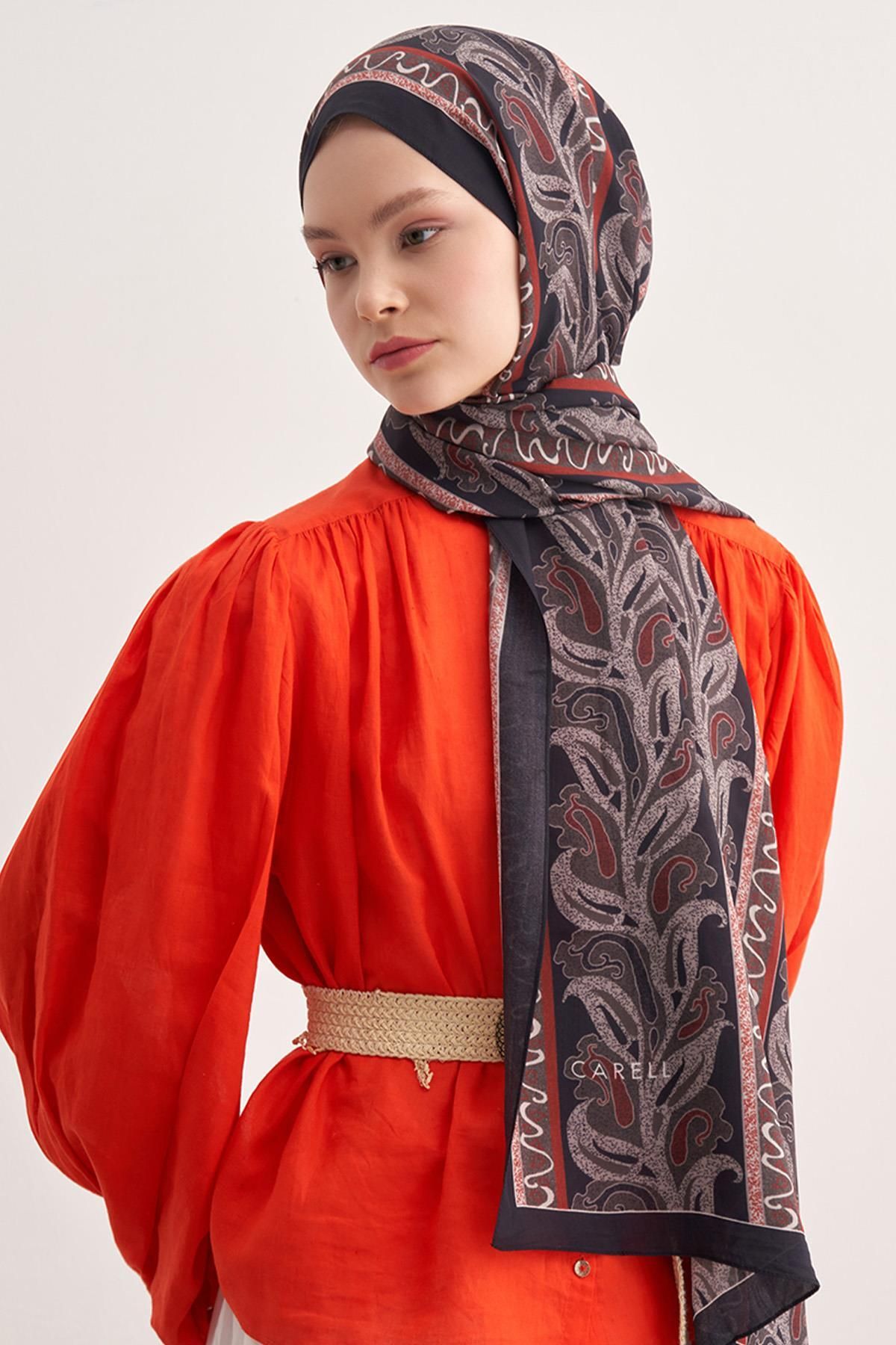 carell Glow Lacivert Vela Floş Şal
