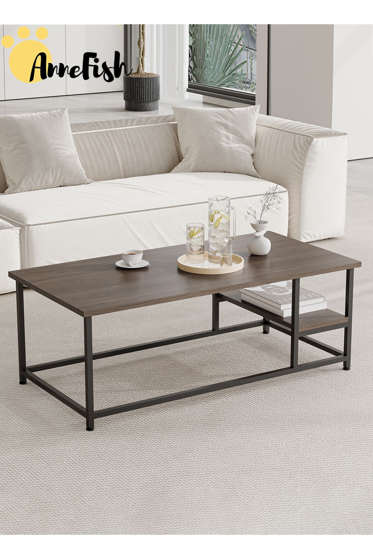 AnneFish-Double Layer Coffee Table Simple European Style Double Layer Home Sofa Center Table For Living Room 3