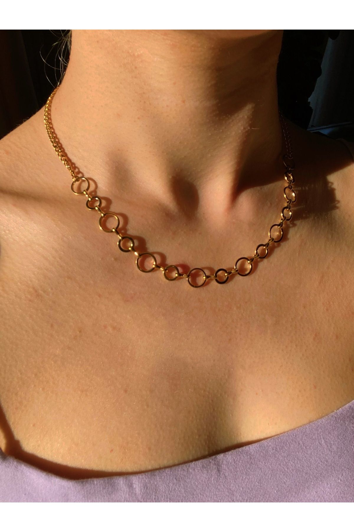 B&E SHİNE JEWERLY Kararmaz Çelik Halka Desen Kolye