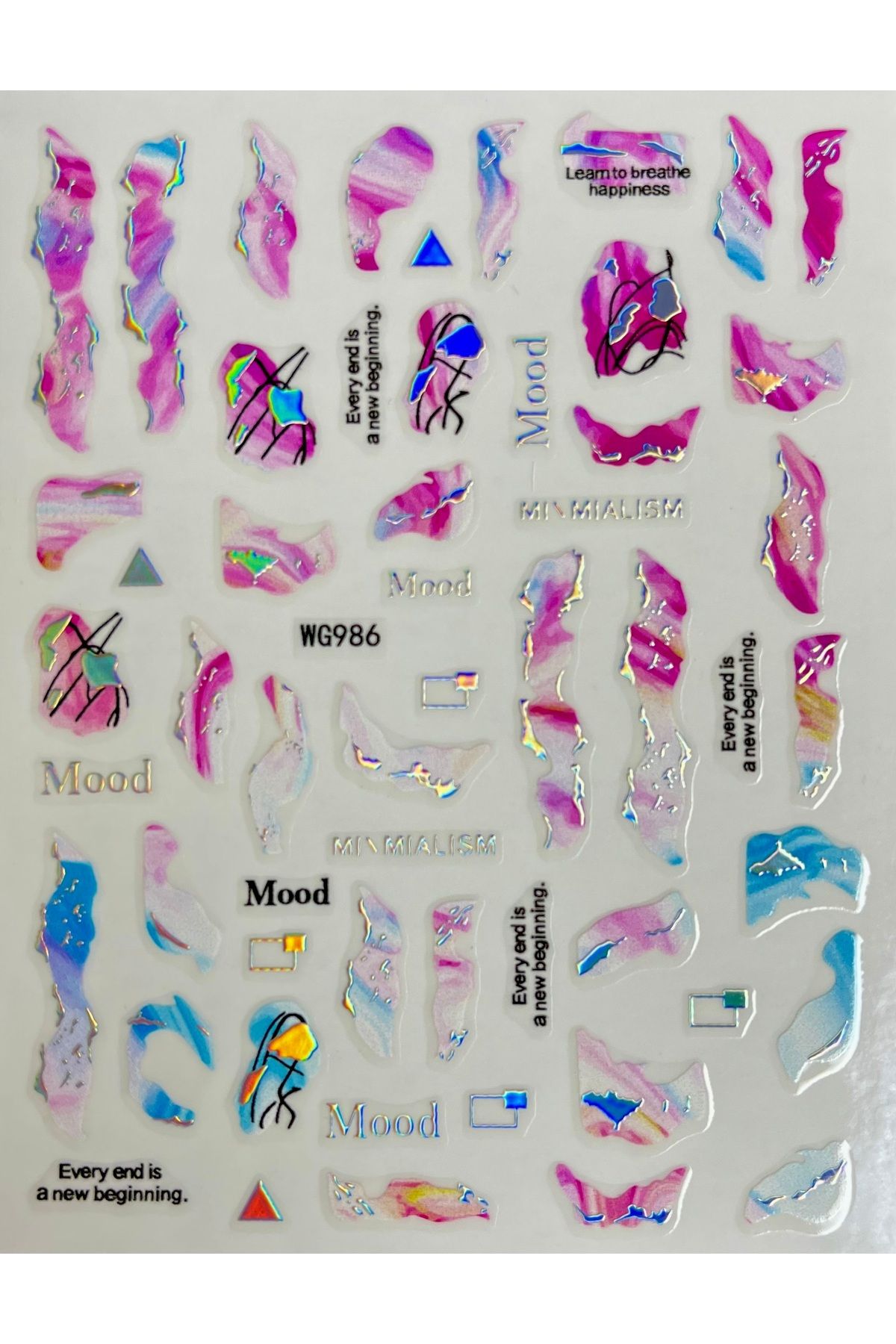 zeinapp Kendinden Yapışkanlı 3D Mermer Soyut Figürlü Hologram Tırnak Sticker Nail Sticker