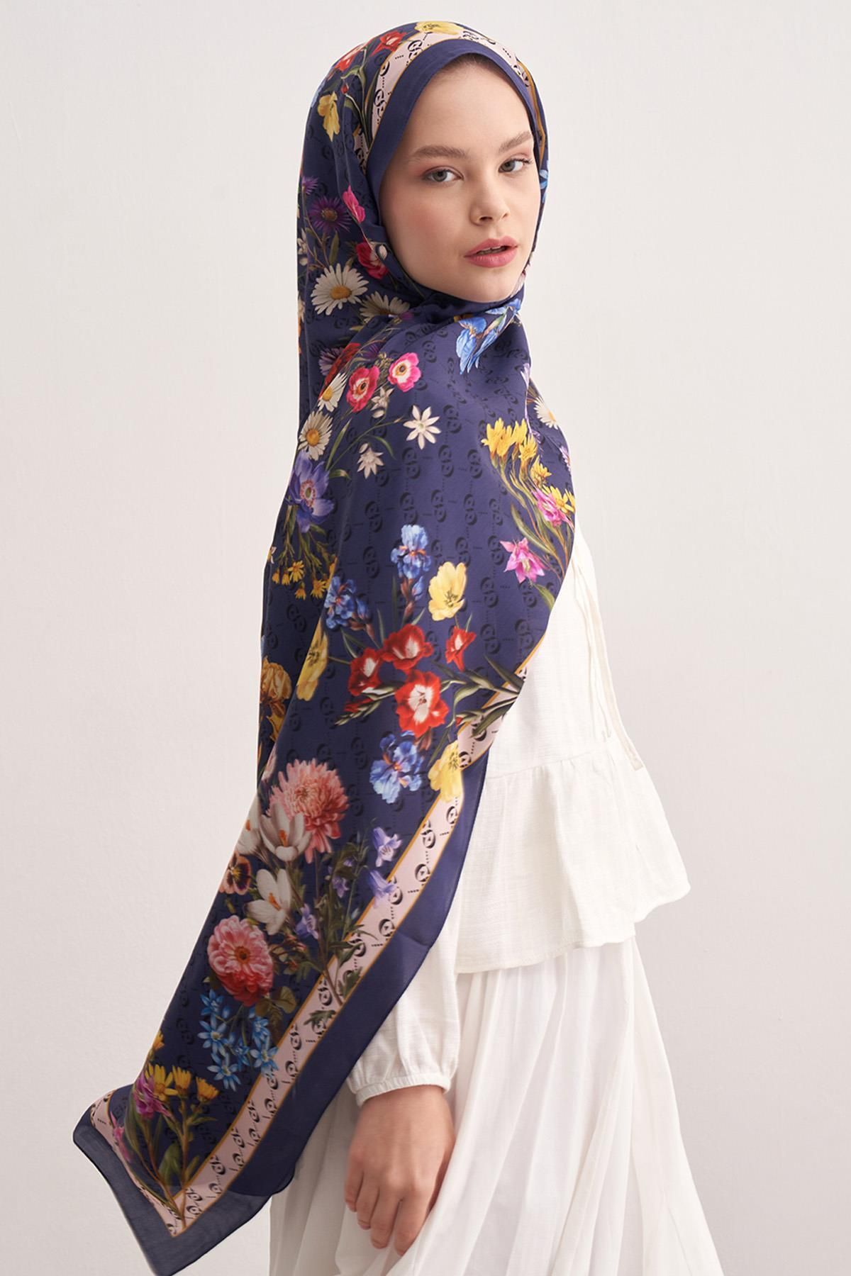 carell C Violet Monogram Floş Şal